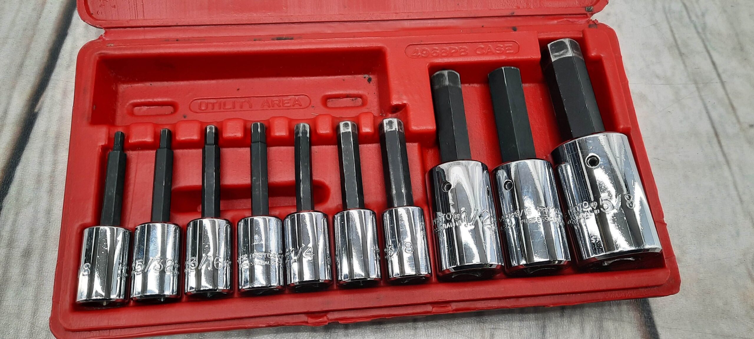 Proto j4900a 10pc Hex Bit SAE  Socket Set
