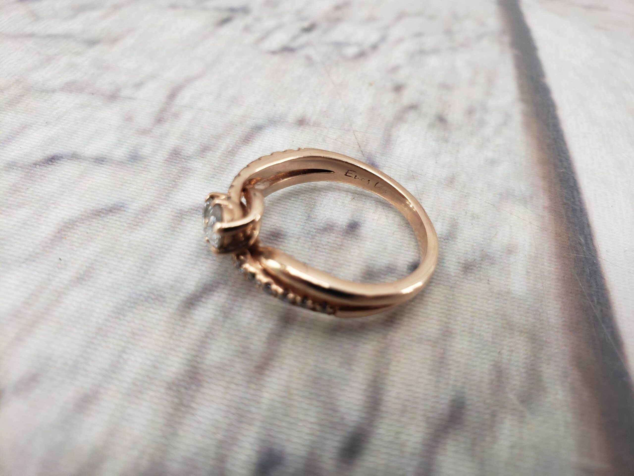 Ring RG Women Sz 8.5 3.60DWT 14k Rose Gold, 2x Round Cut Diamonds