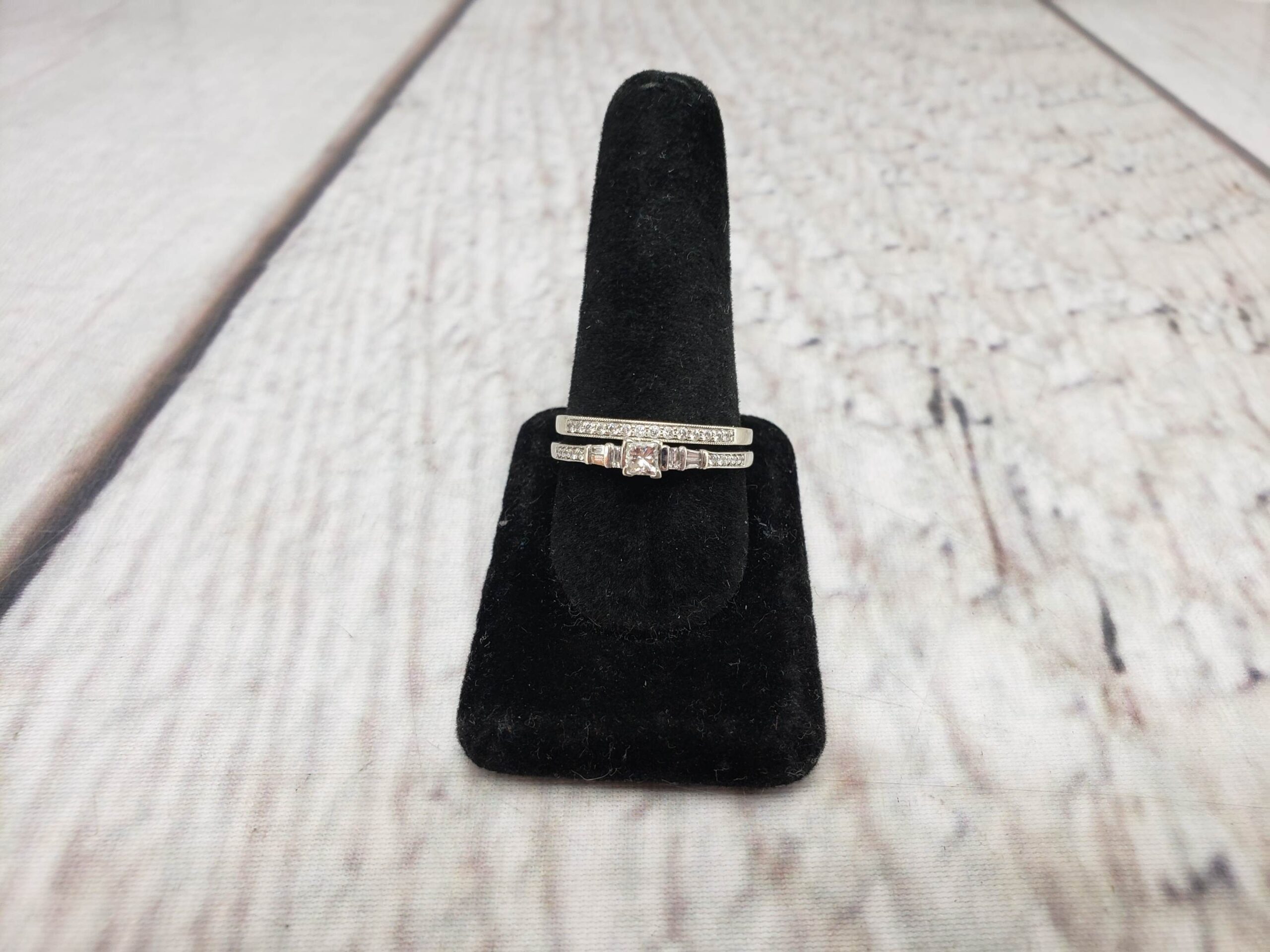 Ringset WG Women Sz 11 3.80DWT 14k White Gold Wedding Set, Diamonds