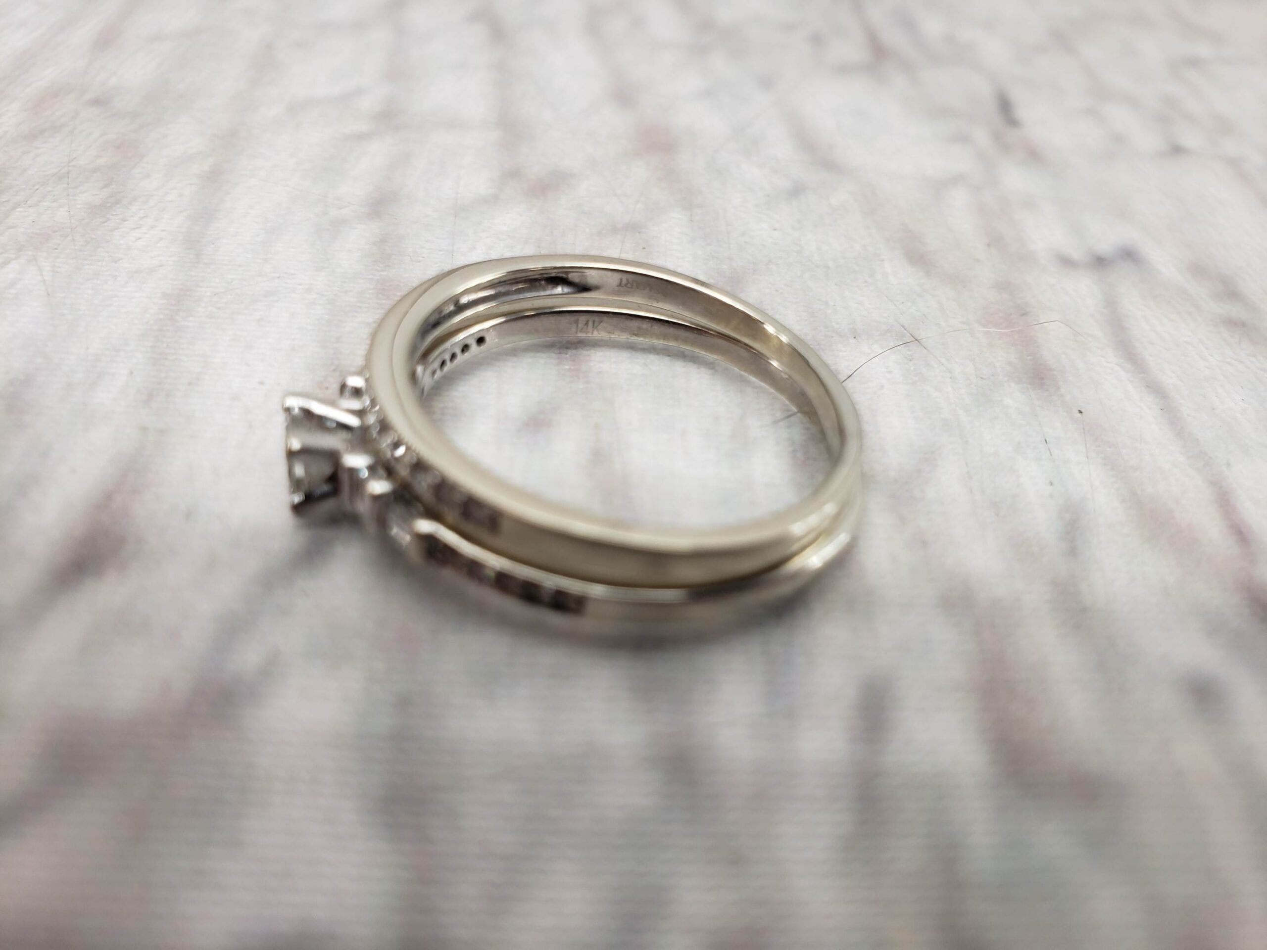 Ringset WG Women Sz 11 3.80DWT 14k White Gold Wedding Set, Diamonds