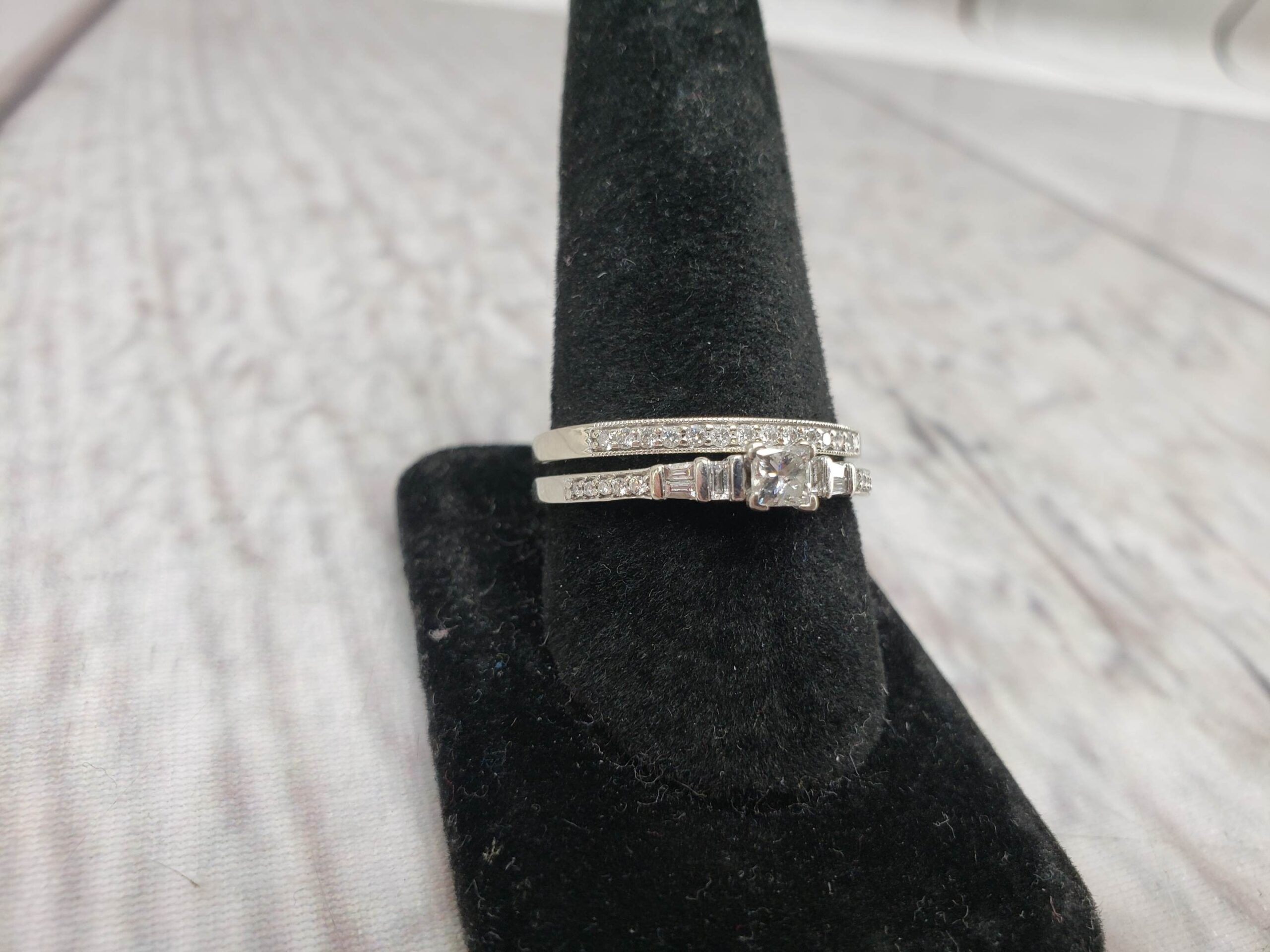 Ringset WG Women Sz 11 3.80DWT 14k White Gold Wedding Set, Diamonds