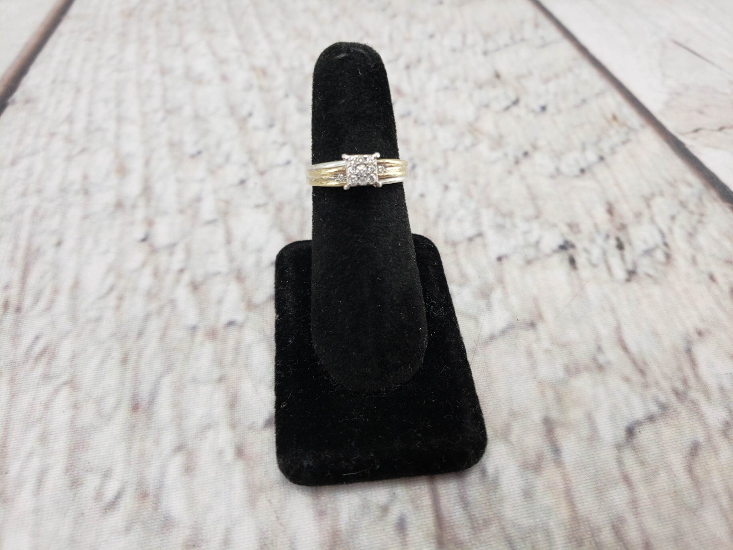 Ring SS Women Sz 6.5 2.57DWT .925 Sterling Silver with 10k Yellow Gold Accents