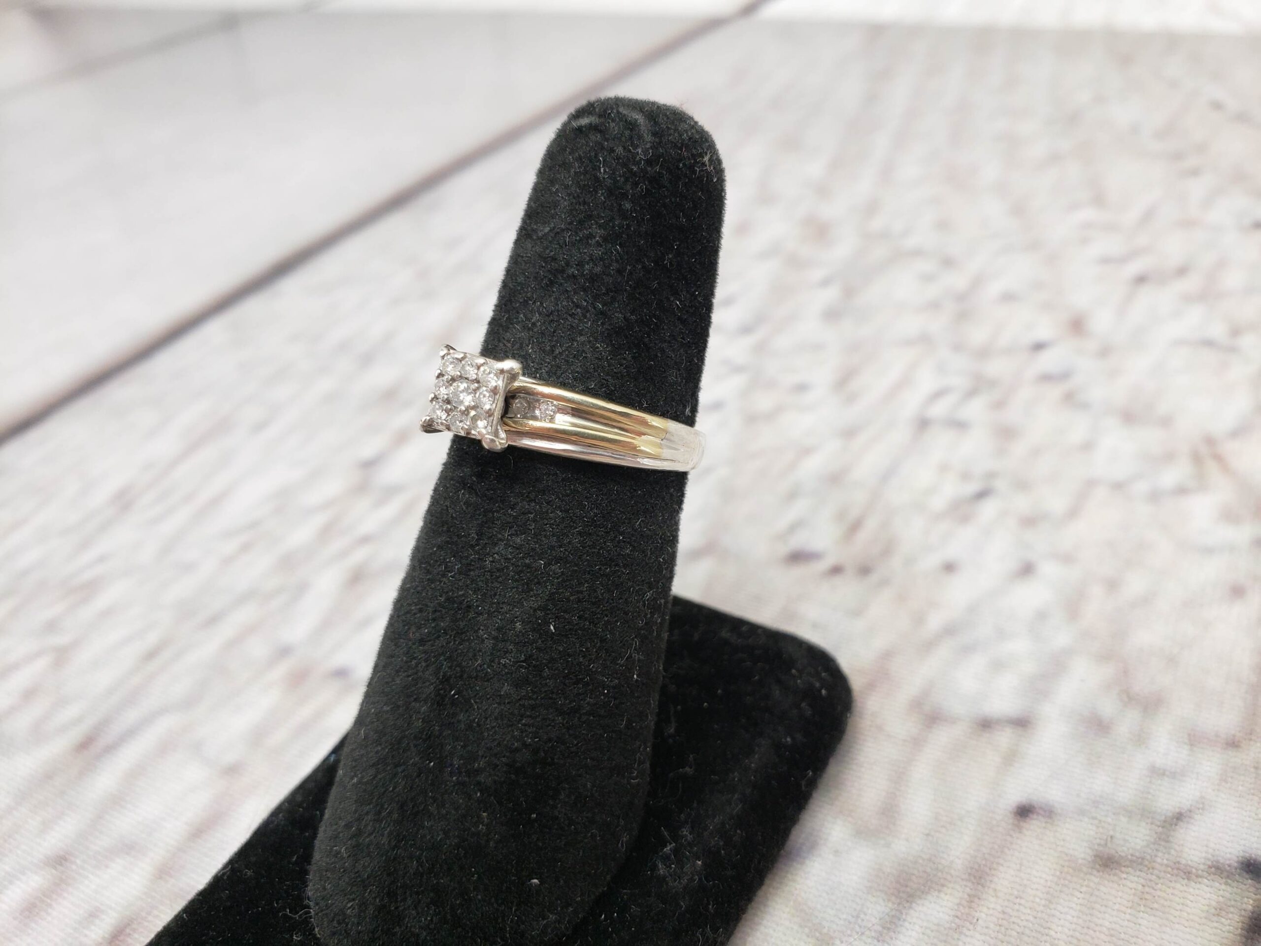 Ring SS Women Sz 6.5 2.57DWT .925 Sterling Silver with 10k Yellow Gold Accents