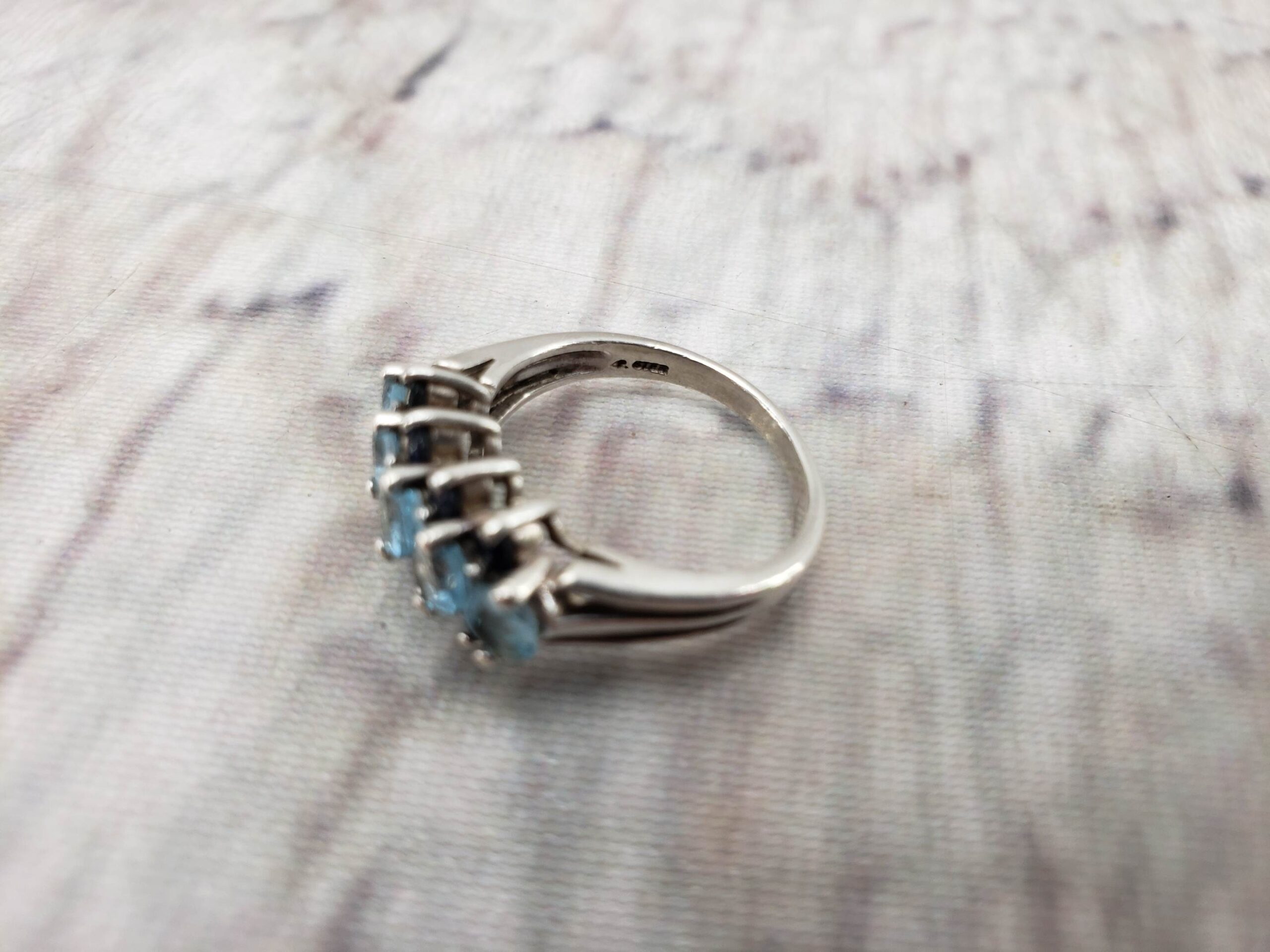 Ring SS Women Sz 7 2.43DWT .925 Sterling Silver, Vintage Blue Topaz & Sapphire Ring