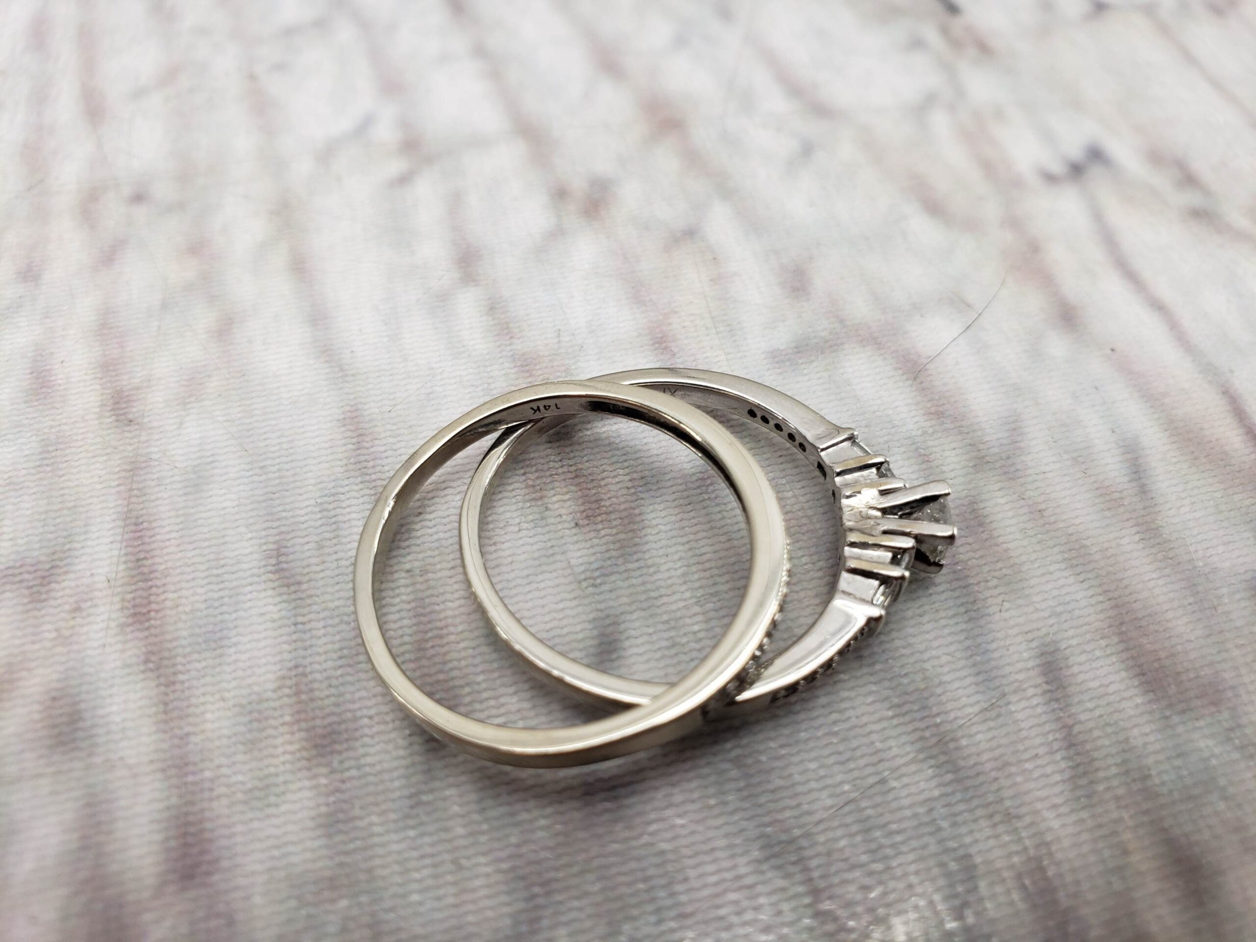 Ringset WG Women Sz 11 3.80DWT 14k White Gold Wedding Set, Diamonds