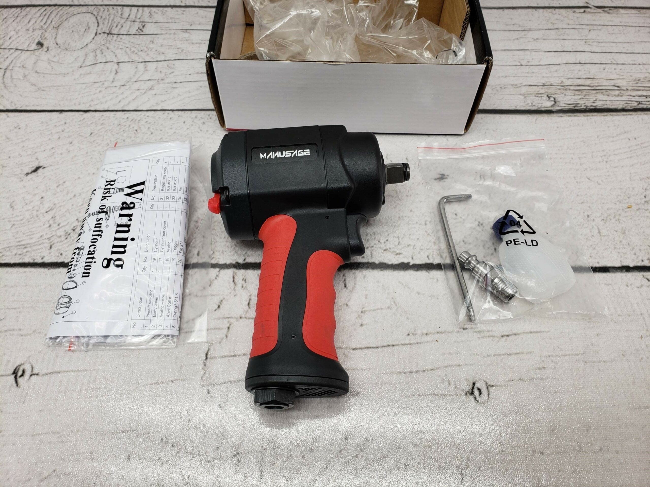 Manusage RP9515 1/2″ Mini Impact Wrench, 3-Speed Control