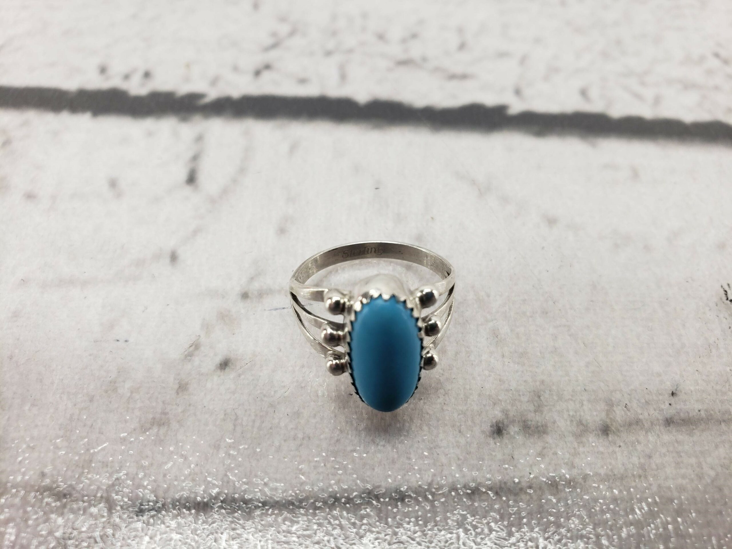 Ring SS Women Sz 6 2.5g .925 Sterling Silver, Turquoise Center Stone