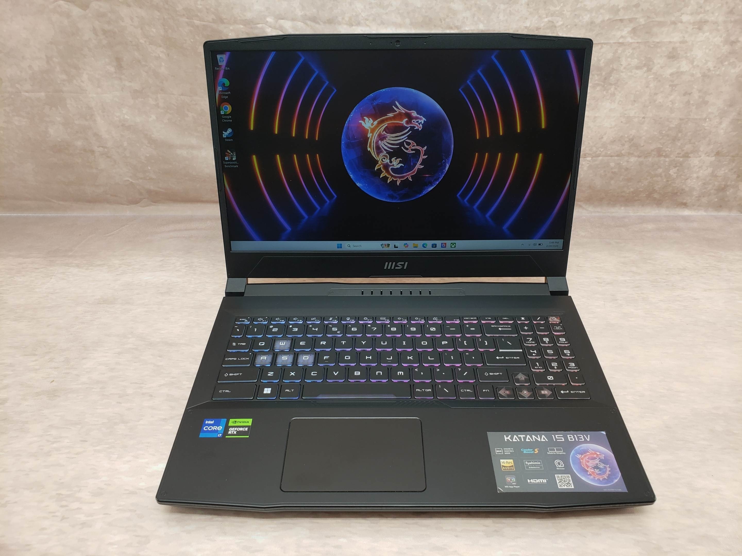 MSI Katana 15, Win 11, 15.6″, 13th Gen. i7, NVIDIA 4050 6GB, 16GB RAM, 1TB NVMe