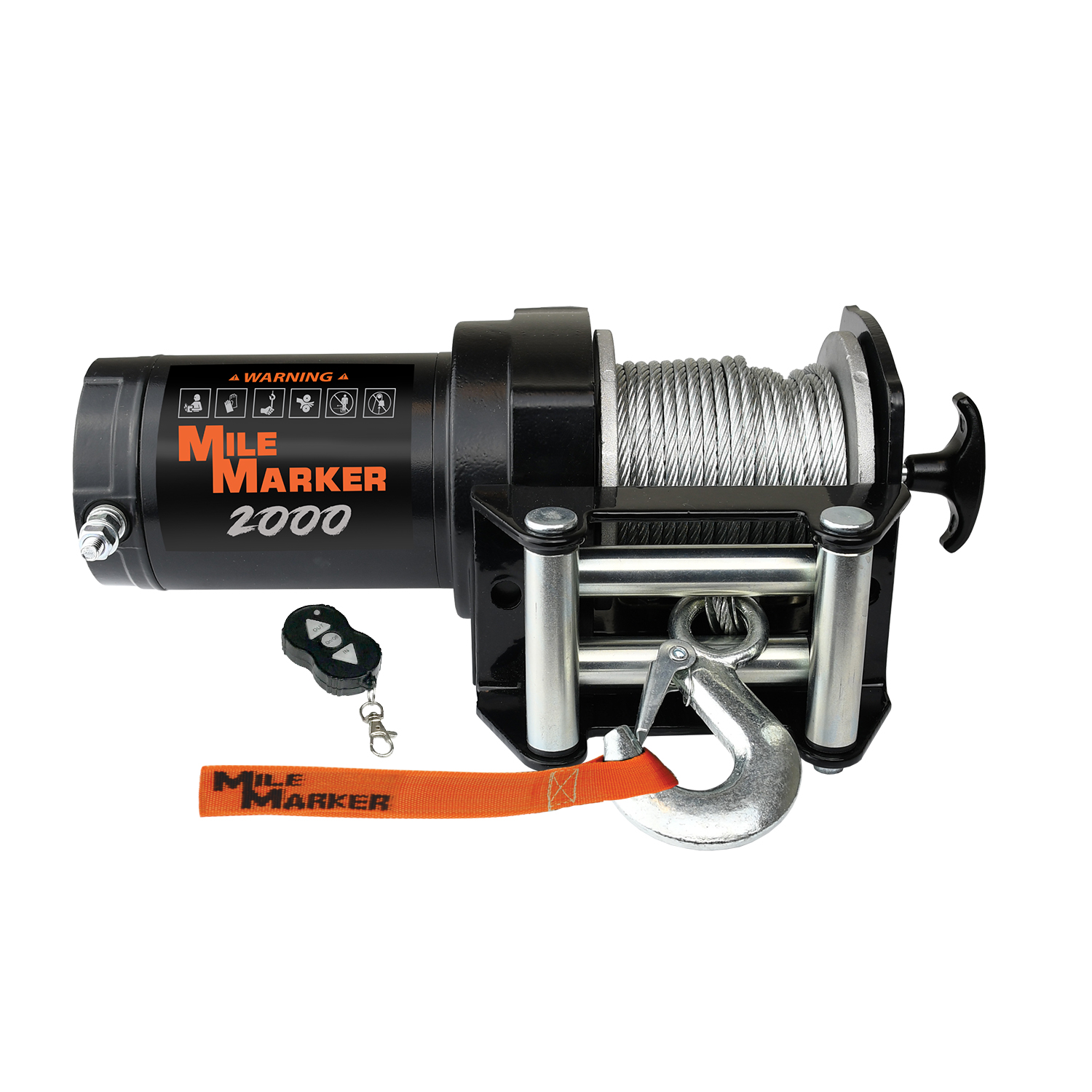 Mile Marker 2000LB UTILITY WINCH WITH STEEL CABLE AND WIRELESS REMOTE 76-50200