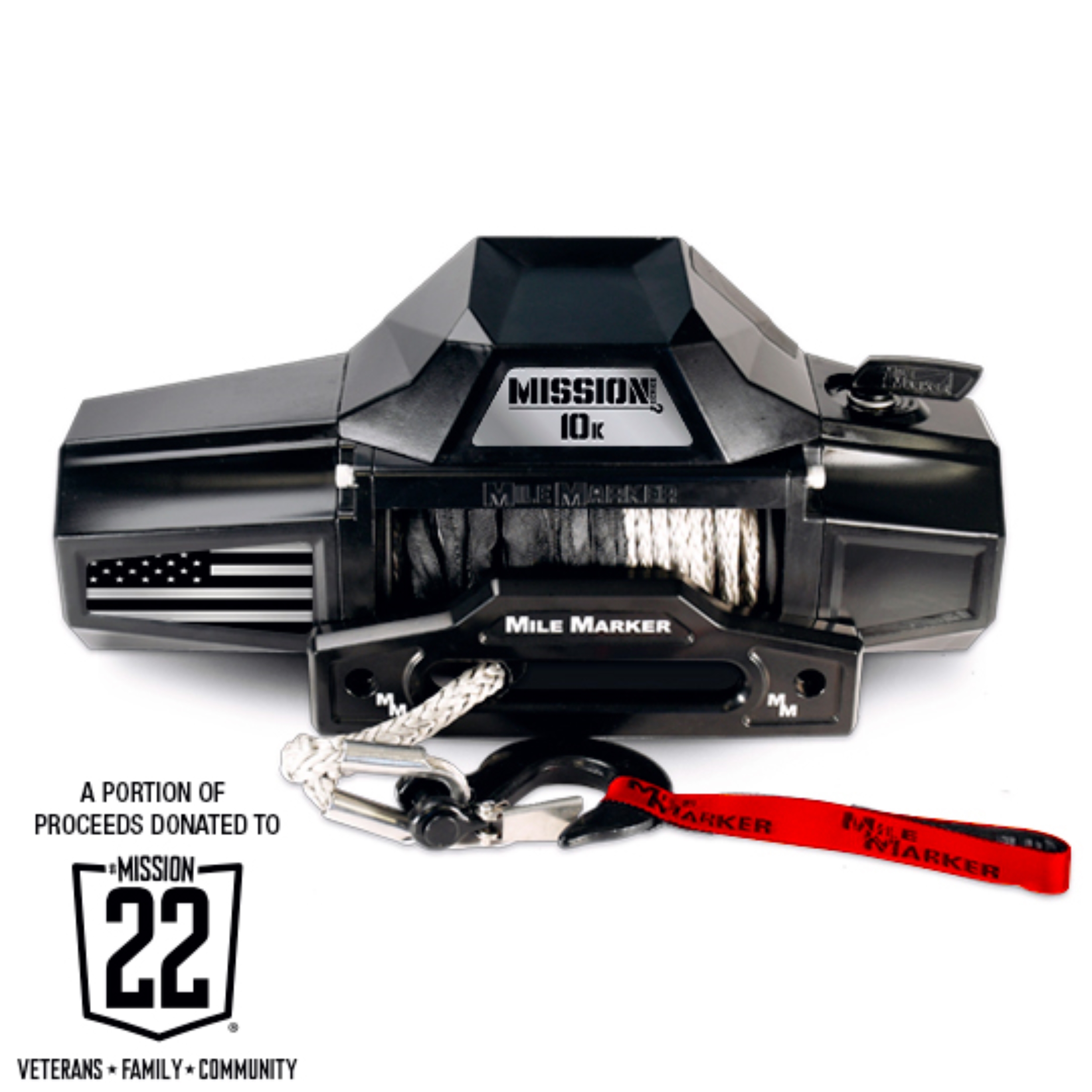 Mile Marker 10K MISSION PATRIOT EDITION WINCH WITH SYNTHETIC ROPE 78-53246-AP