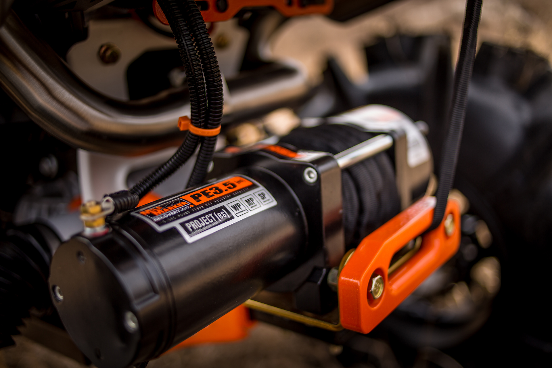 Mile Marker 3.5K PE3.5 WATERPROOF POWERSPORT WINCH WITH SYNTHETIC ROPE 77-53112BW