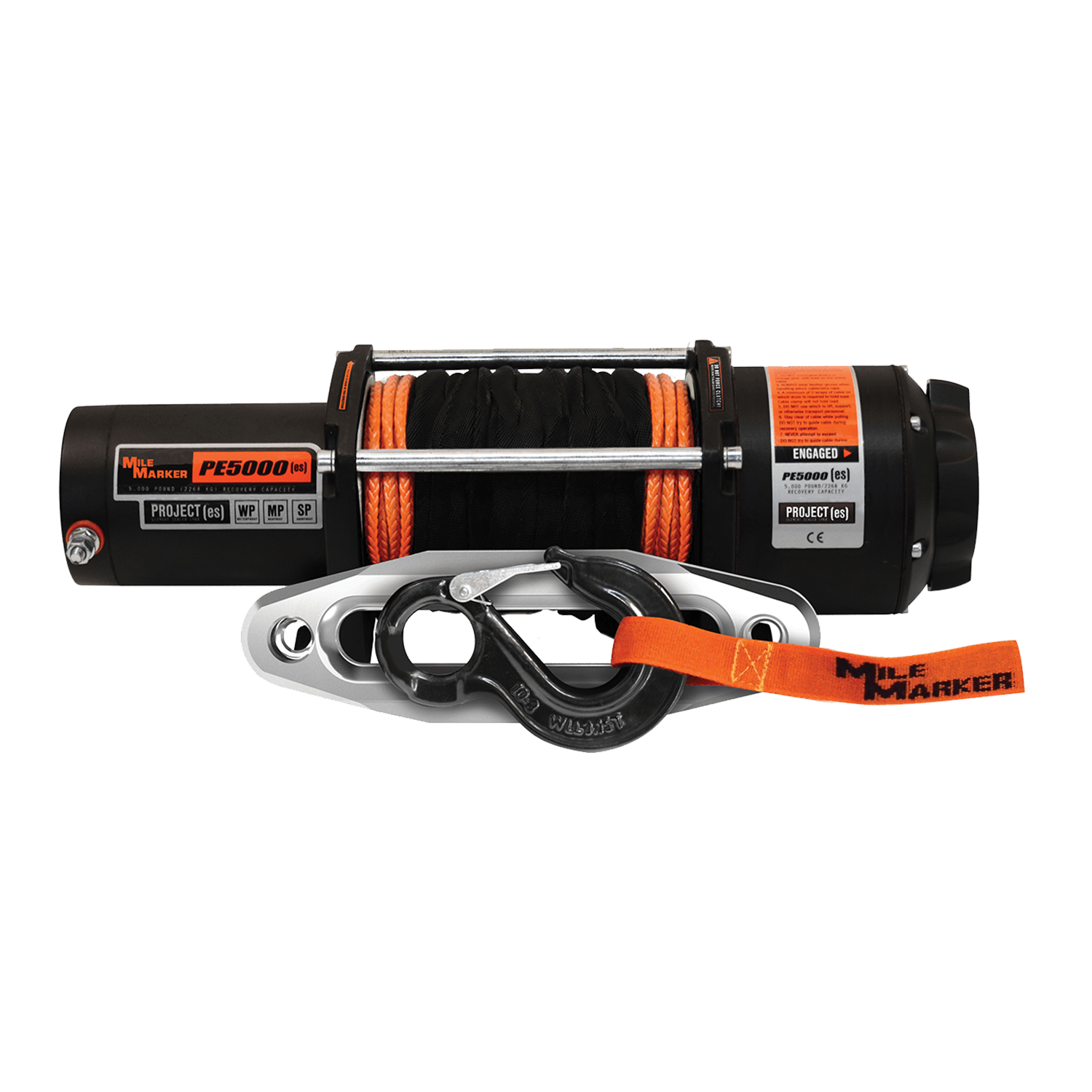Mile Marker 5K PE5000 WATERPROOF POWERSPORT WINCH WITH SYNTHETIC ROPE 77-53120W