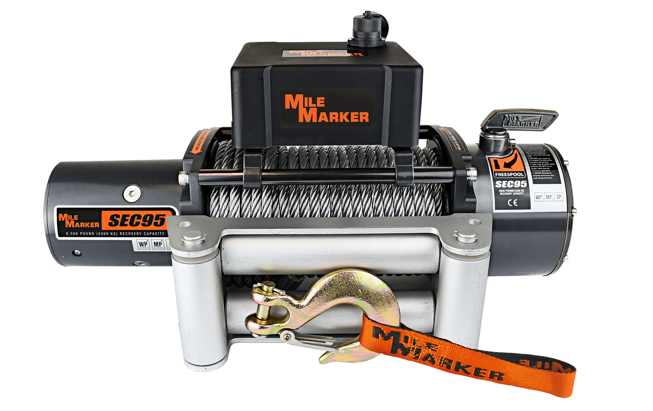 Mile Marker 9.5K SEC9.5 (ES) WATERPROOF RECOVERY WINCH WITH STEEL CABLE 76-50246BW