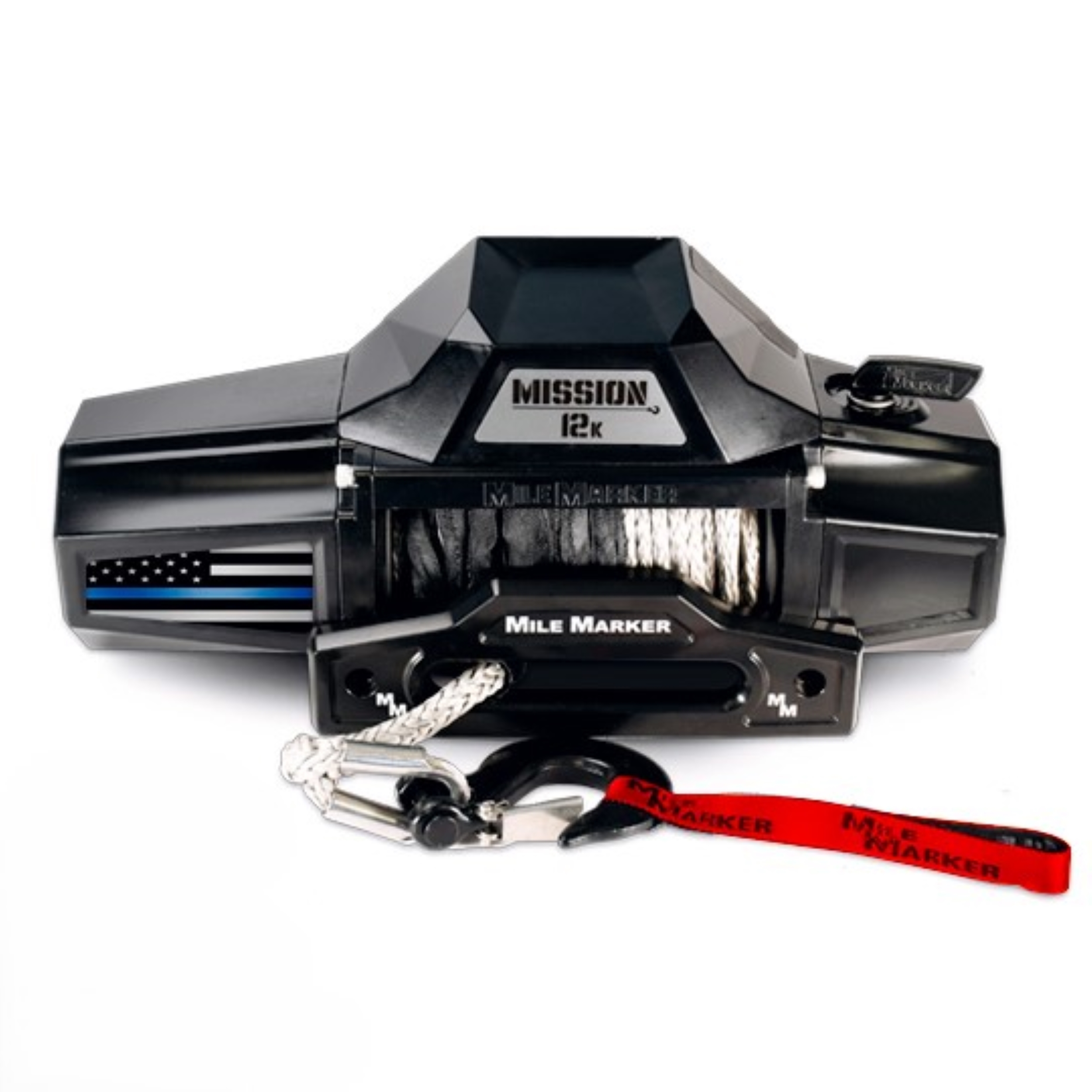 Mile Marker 12K MISSION THIN BLUE LINE EDITION WINCH WITH SYNTHETIC ROPE 78-53251-TBL