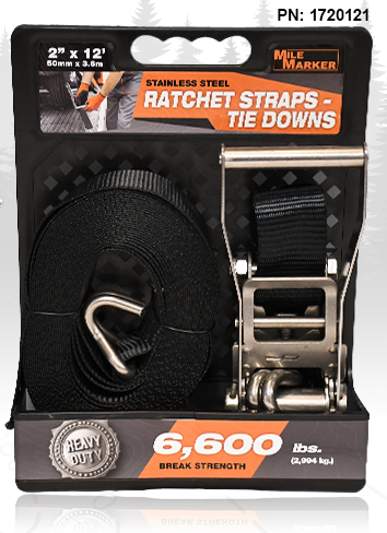 Mile Marker 2IN x 12ft Stainless Ratchet Strap (1-pack) 1720121