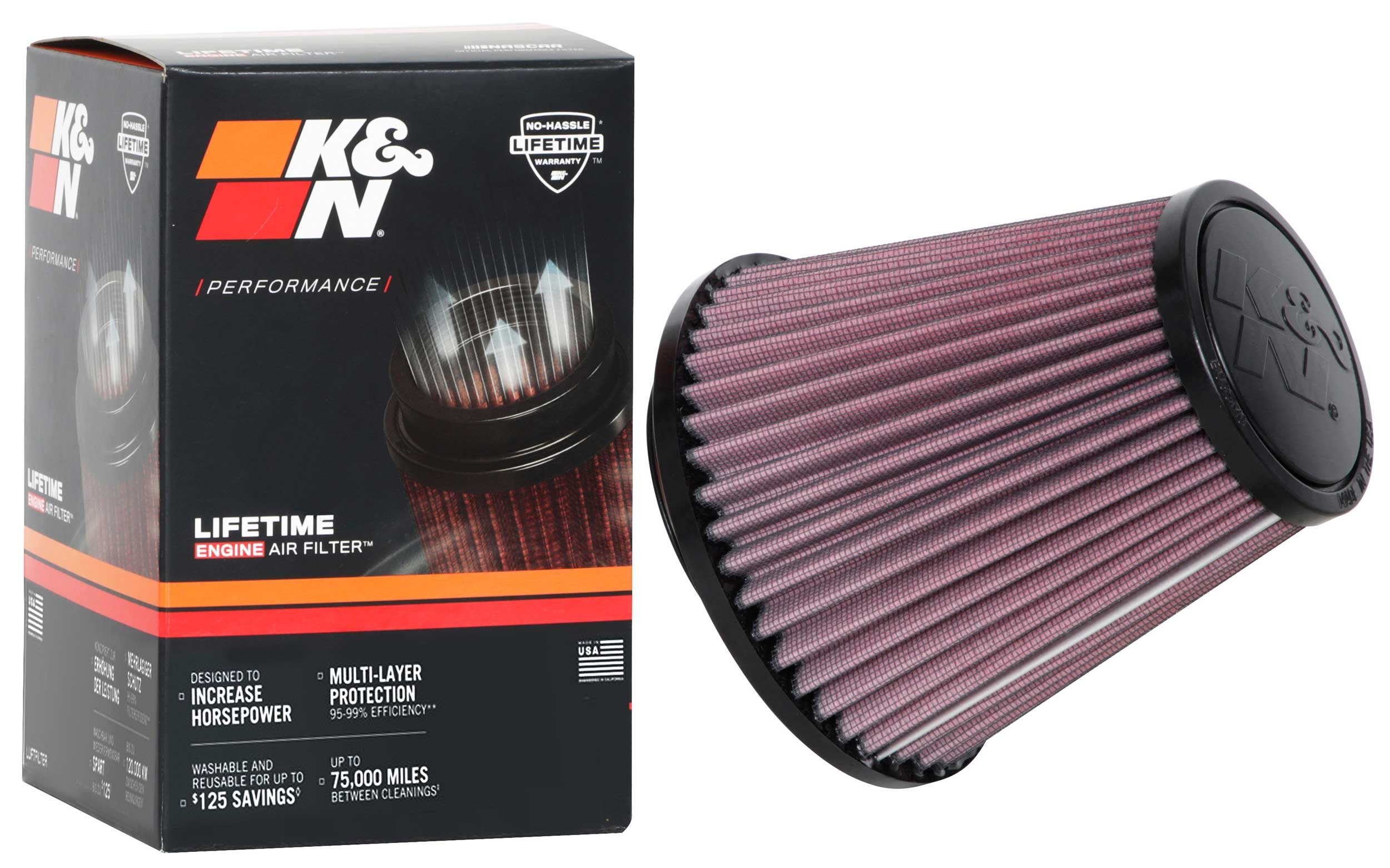 K&N Universal Clamp-On Air Filter RU-1637