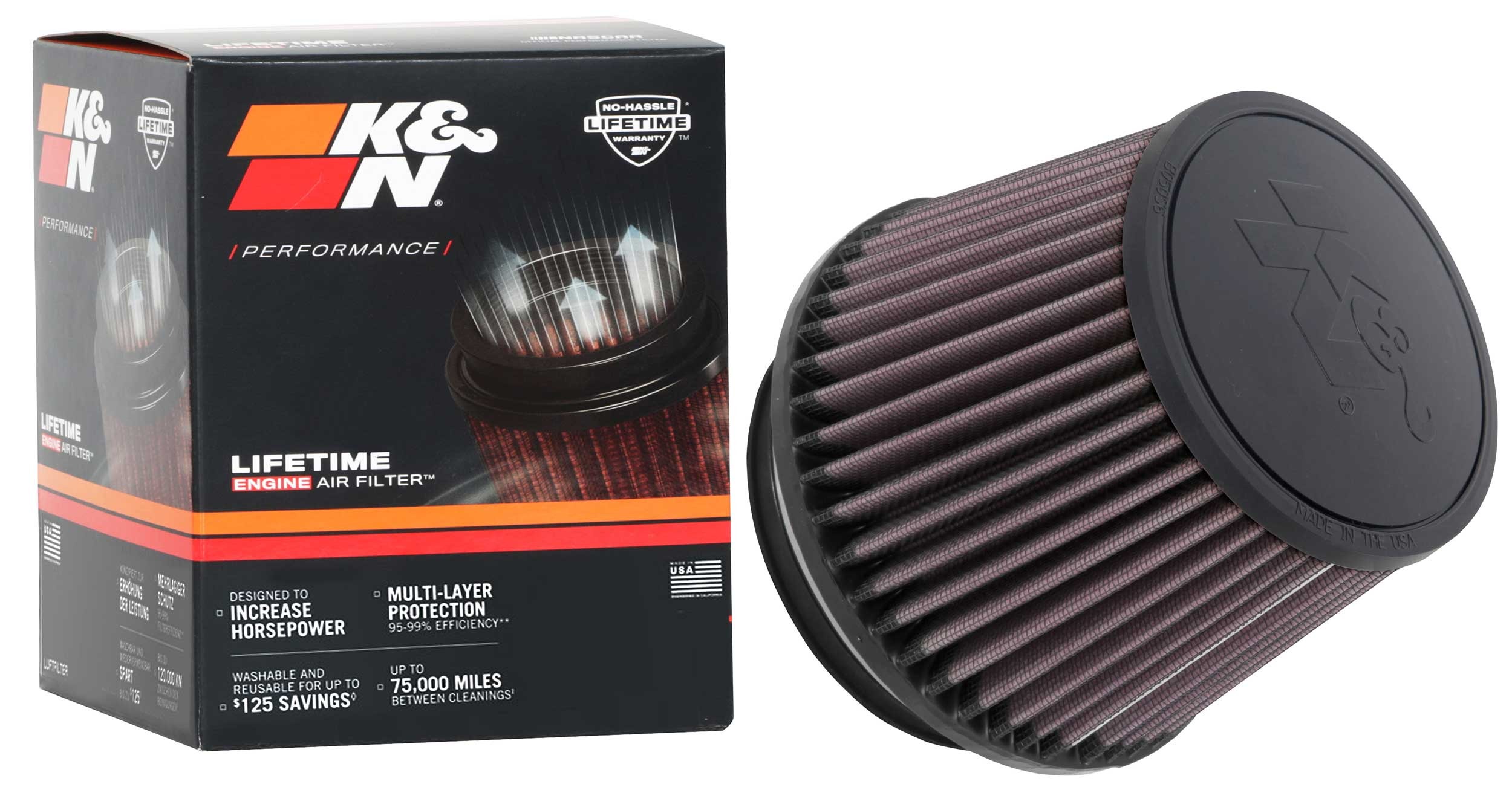 K&N Universal Clamp-On Air Filter RU-1005