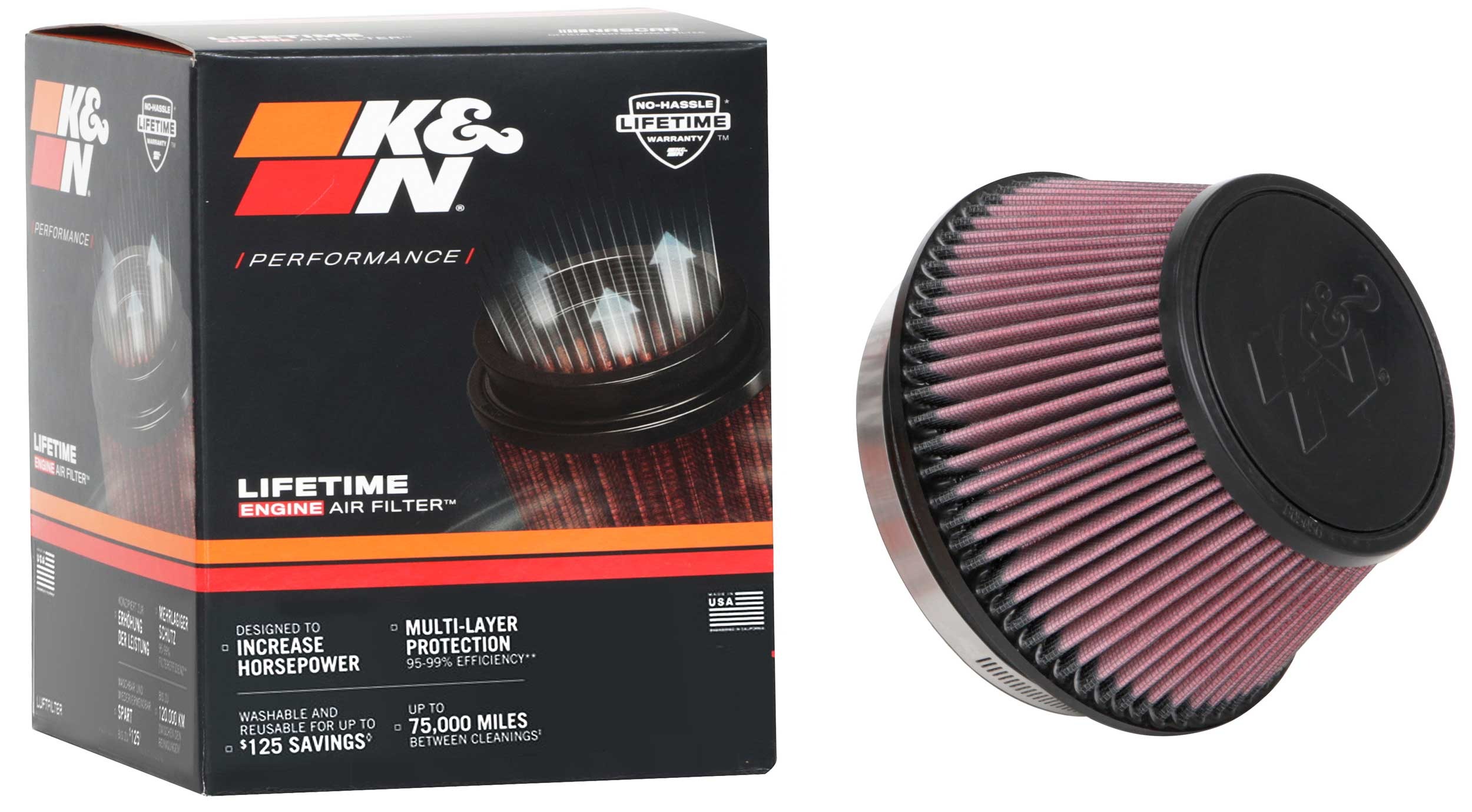 K&N Universal Clamp-On Air Filter RU-1009