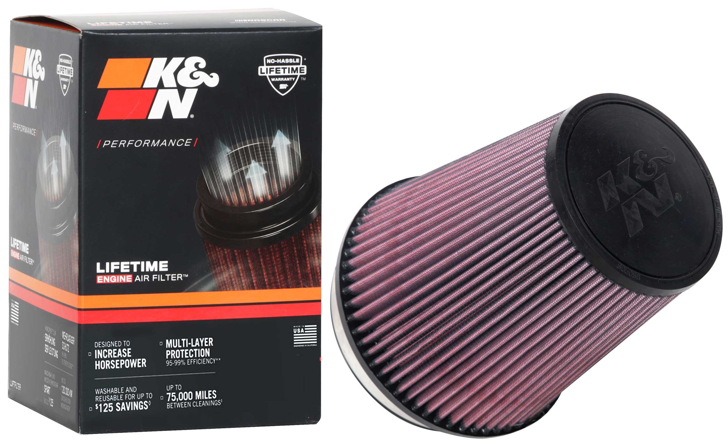K&N Universal Clamp-On Air Filter RU-1020