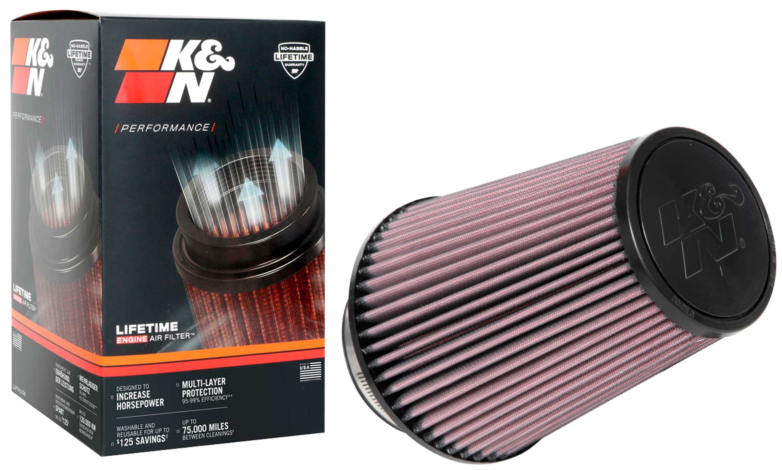 K&N Universal Clamp-On Air Filter RU-1027