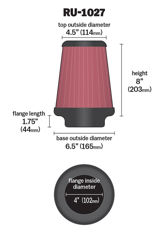K&N Universal Clamp-On Air Filter RU-1027