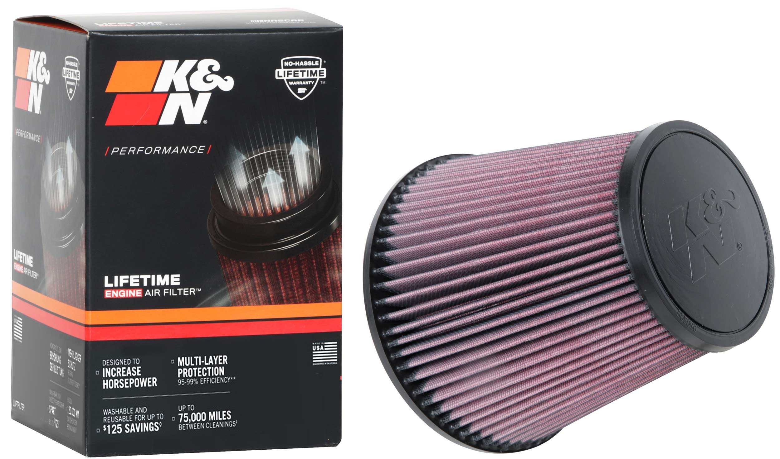 K&N Universal Clamp-On Air Filter RU-1029
