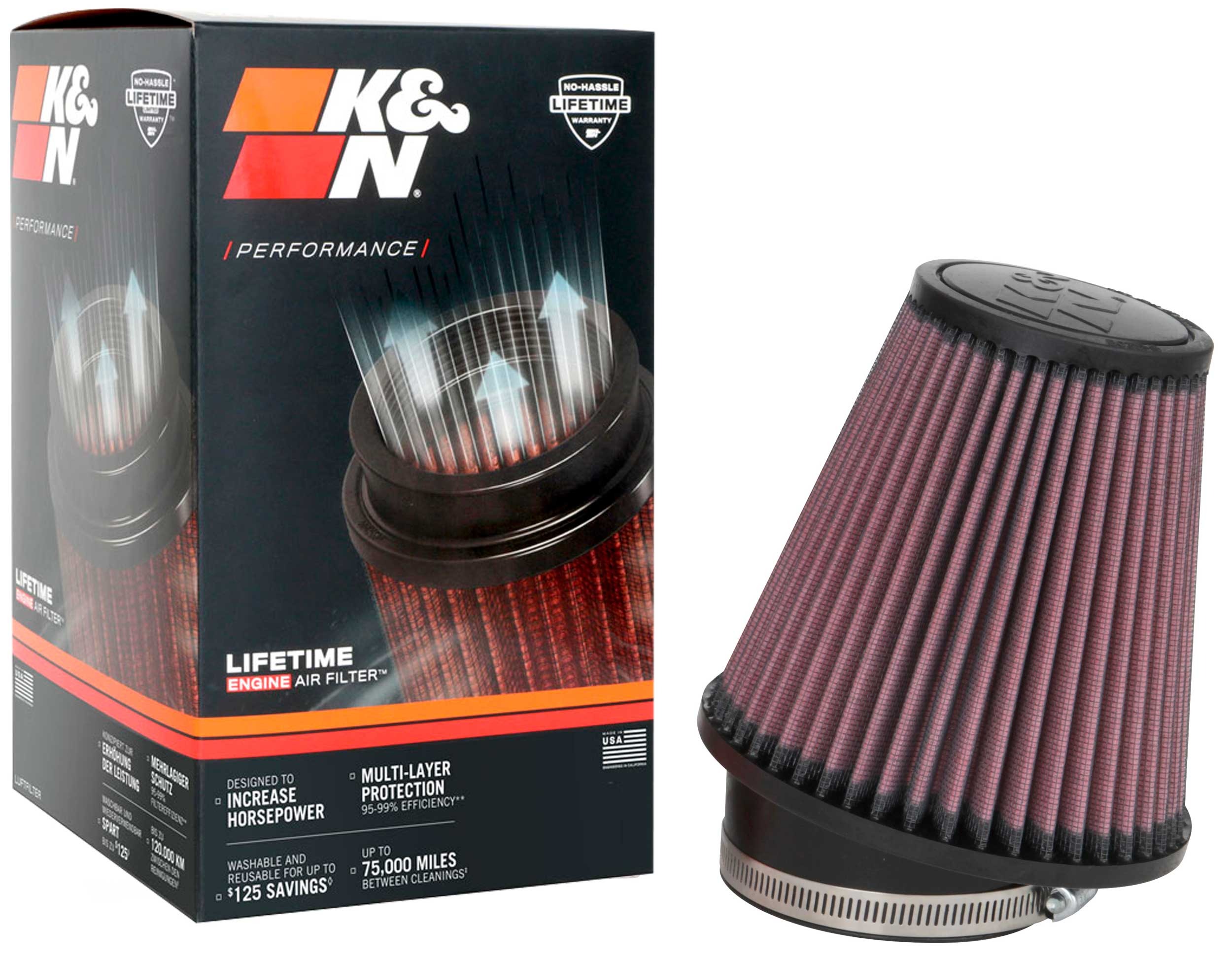 K&N Universal Clamp-On Air Filter RU-1035