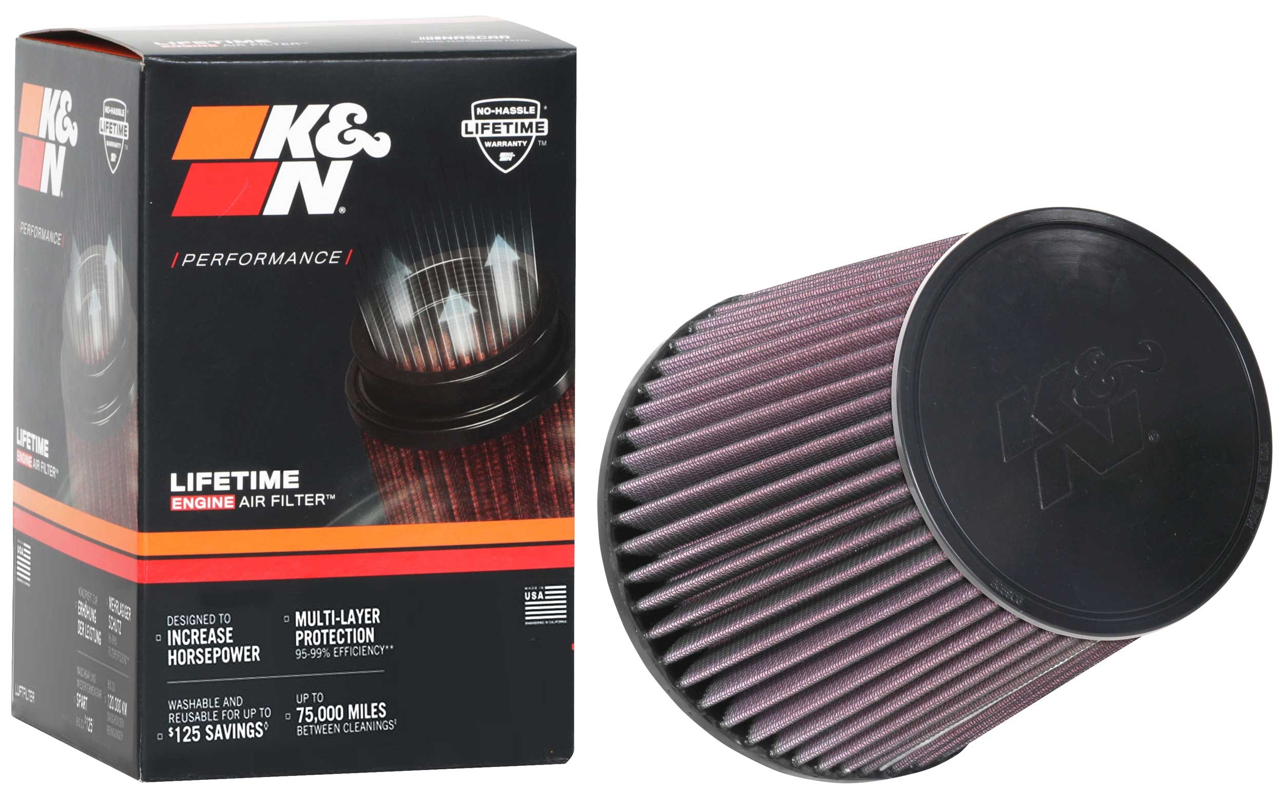 K&N Universal Clamp-On Air Filter RU-1037