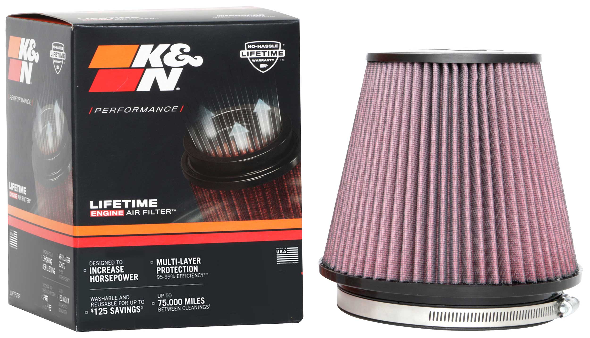 K&N Universal Clamp-On Air Filter RU-1042