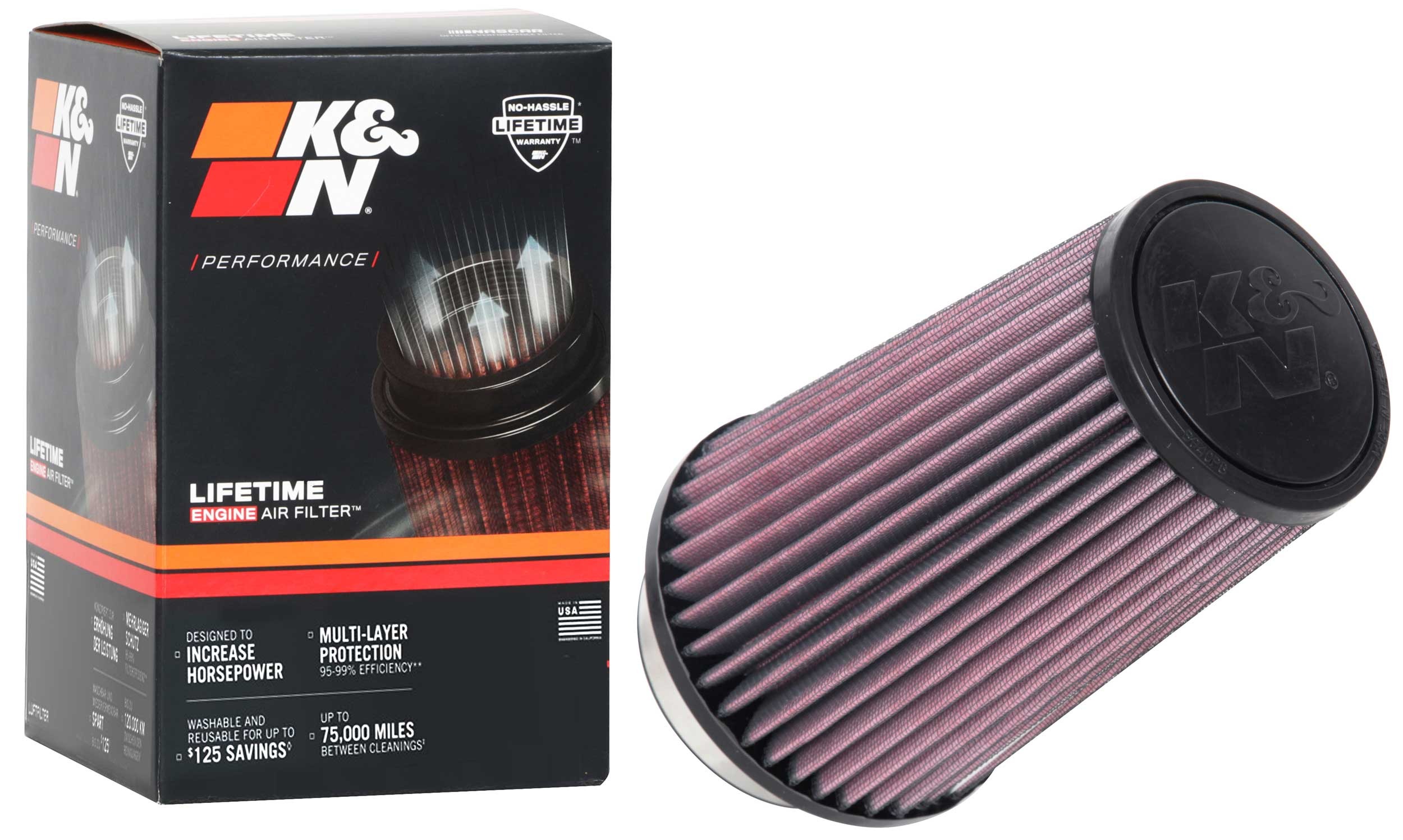 K&N Universal Clamp-On Air Filter RU-1045