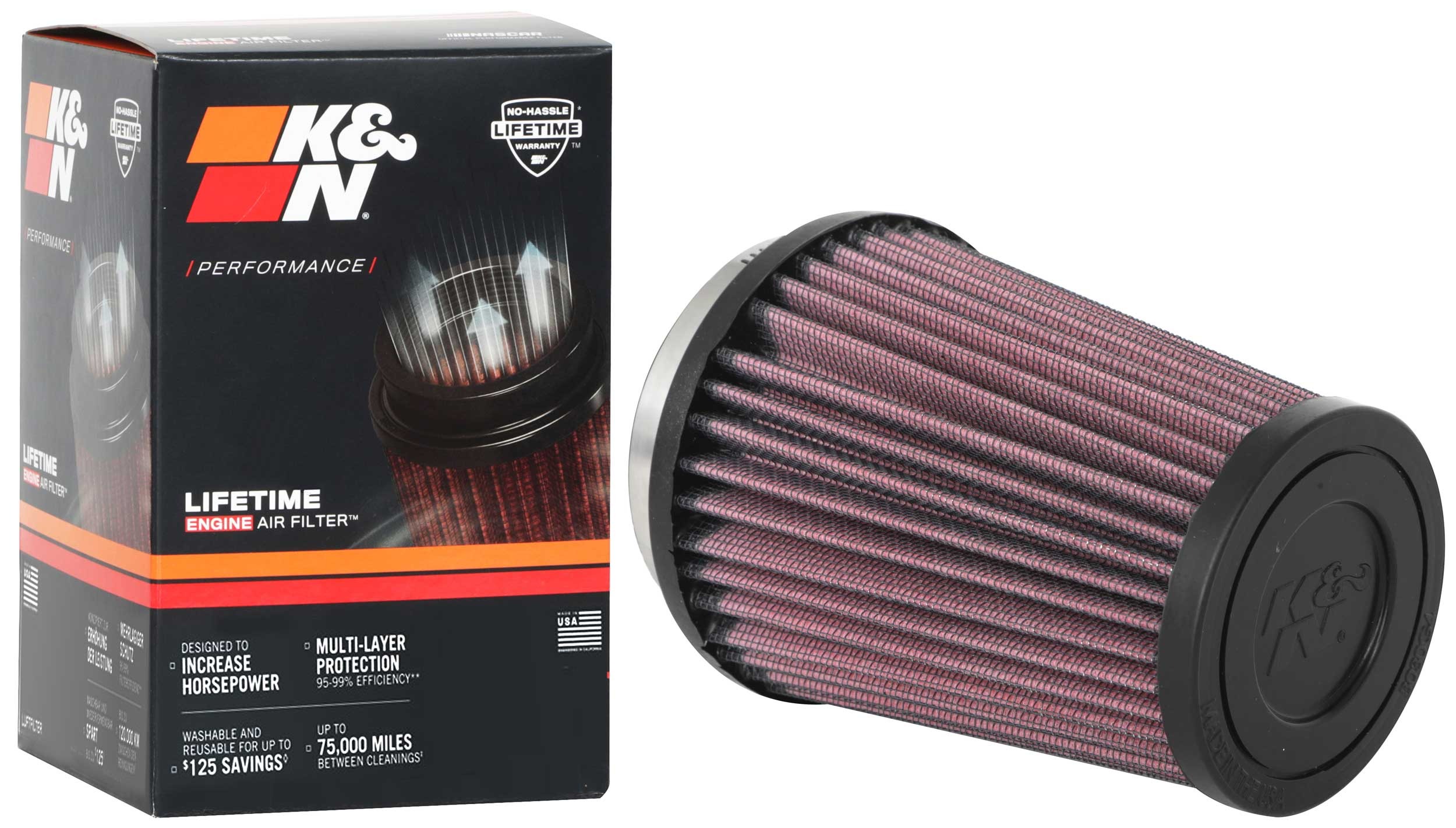 K&N Universal Clamp-On Air Filter RU-2600