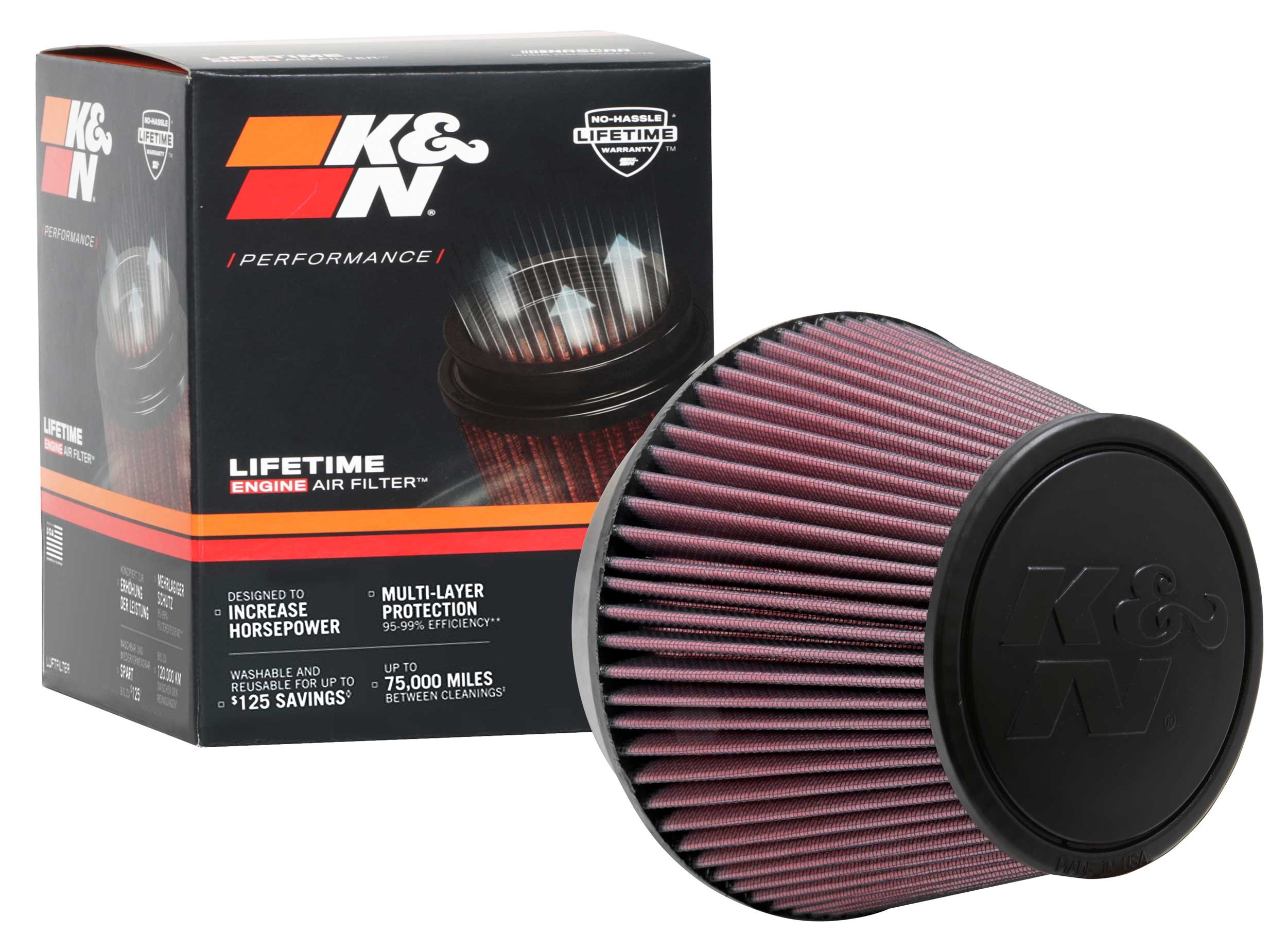 K&N Universal Clamp-On Air Filter RU-2960