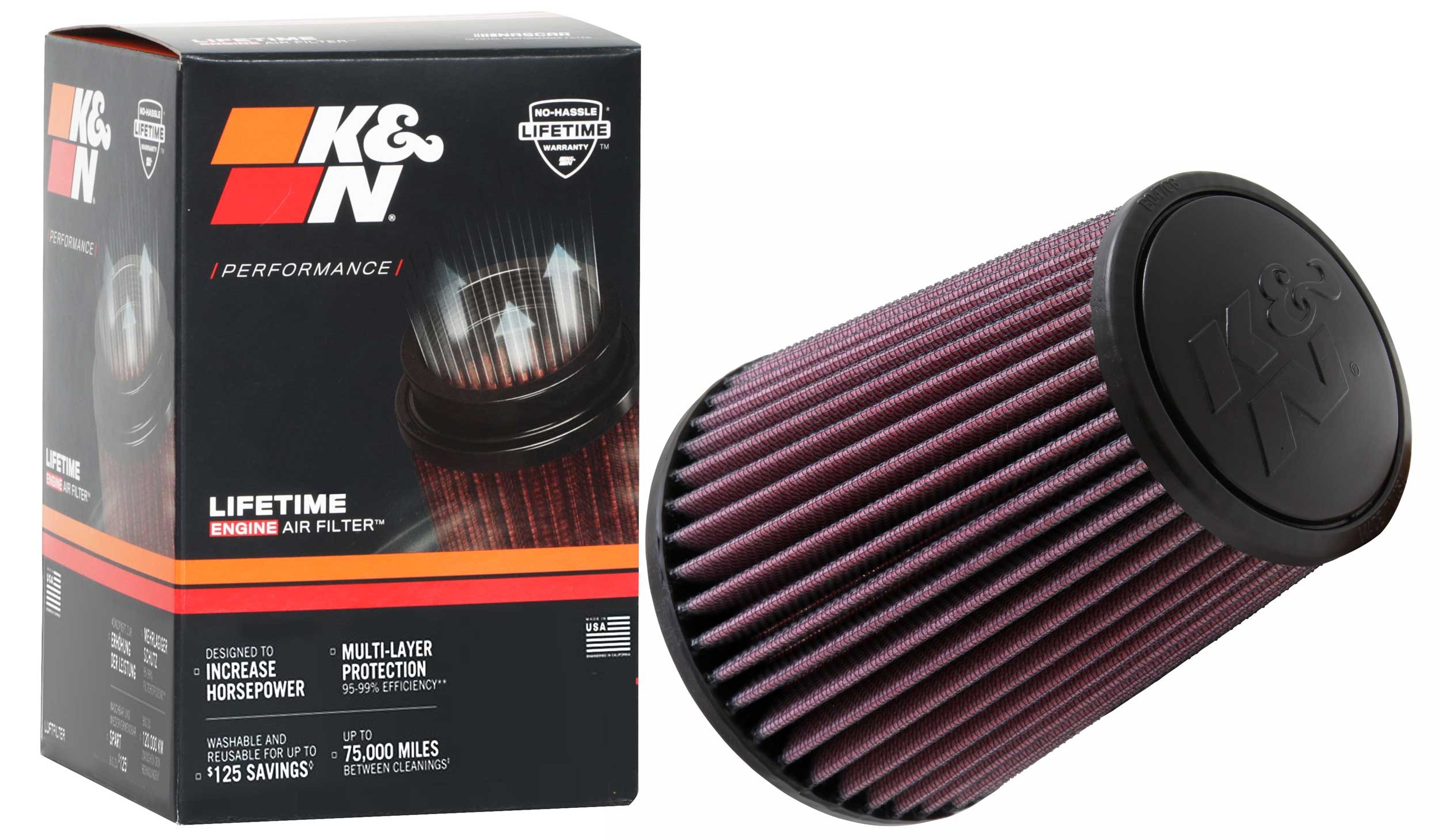 K&N Universal Clamp-On Air Filter RU-3250