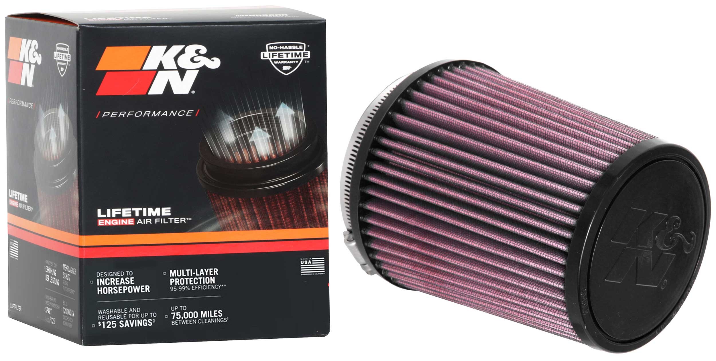 K&N Universal Clamp-On Air Filter RU-4550