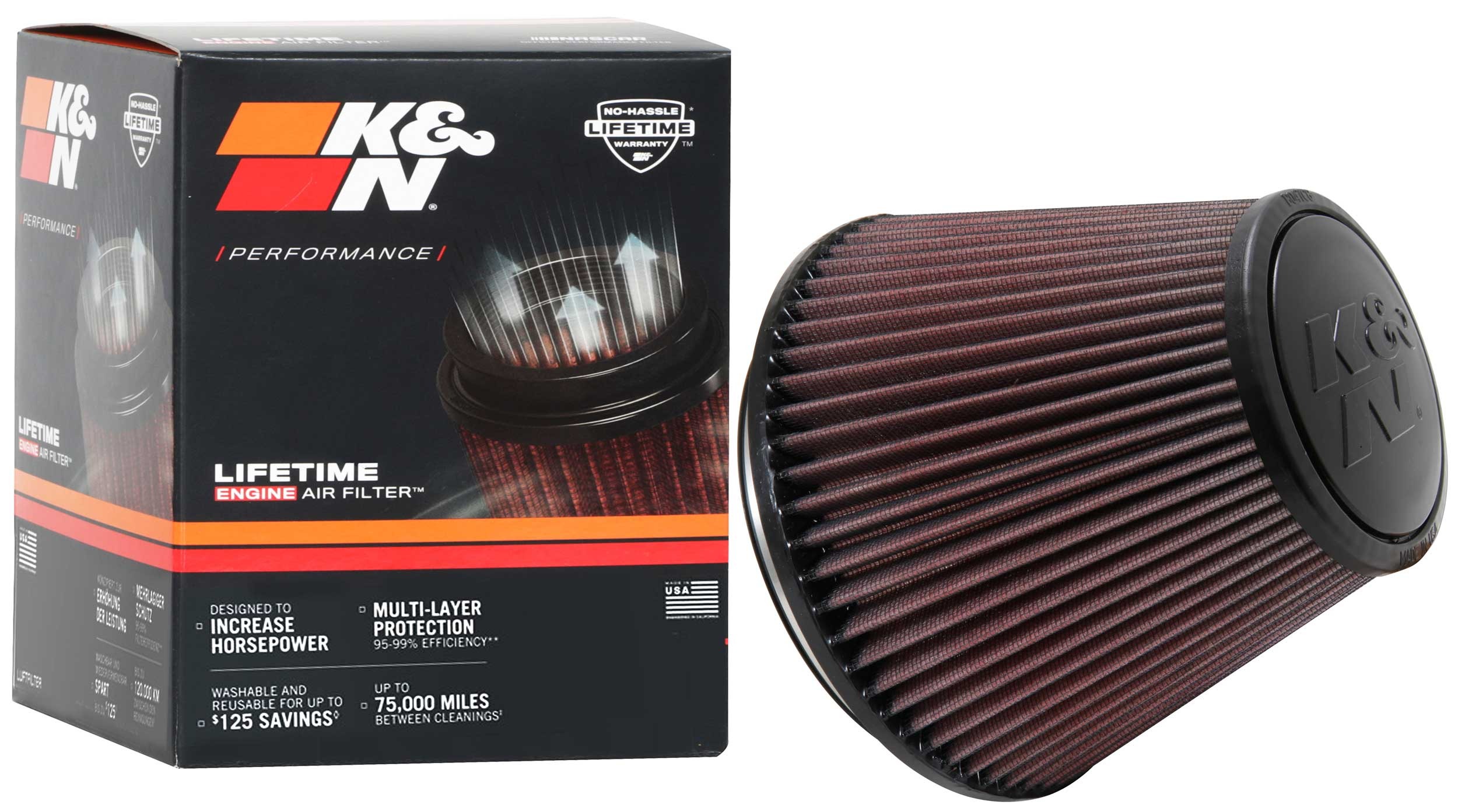K&N Universal Clamp-On Air Filter RU-5107