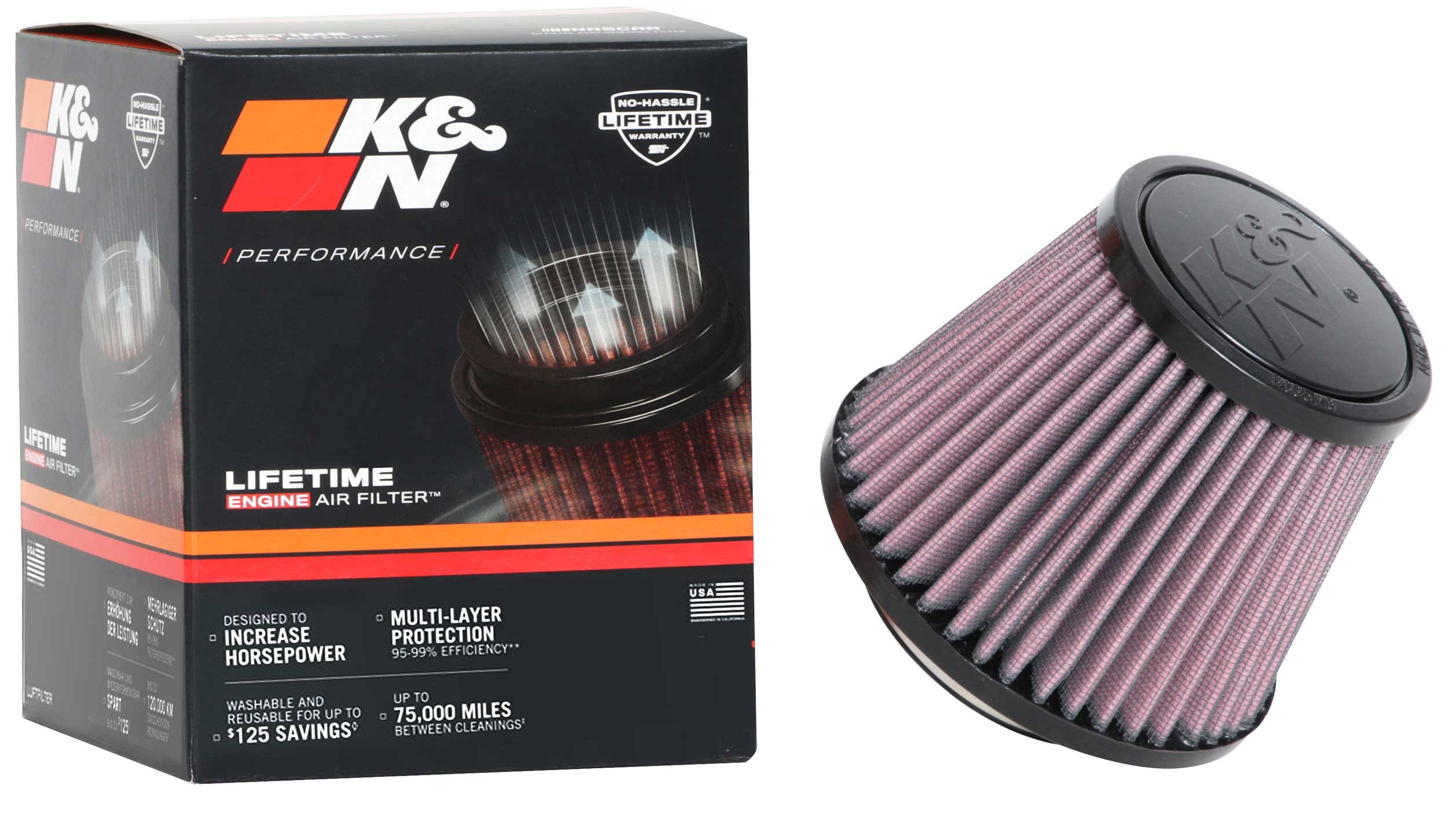 K&N Universal Clamp-On Air Filter RU-5128