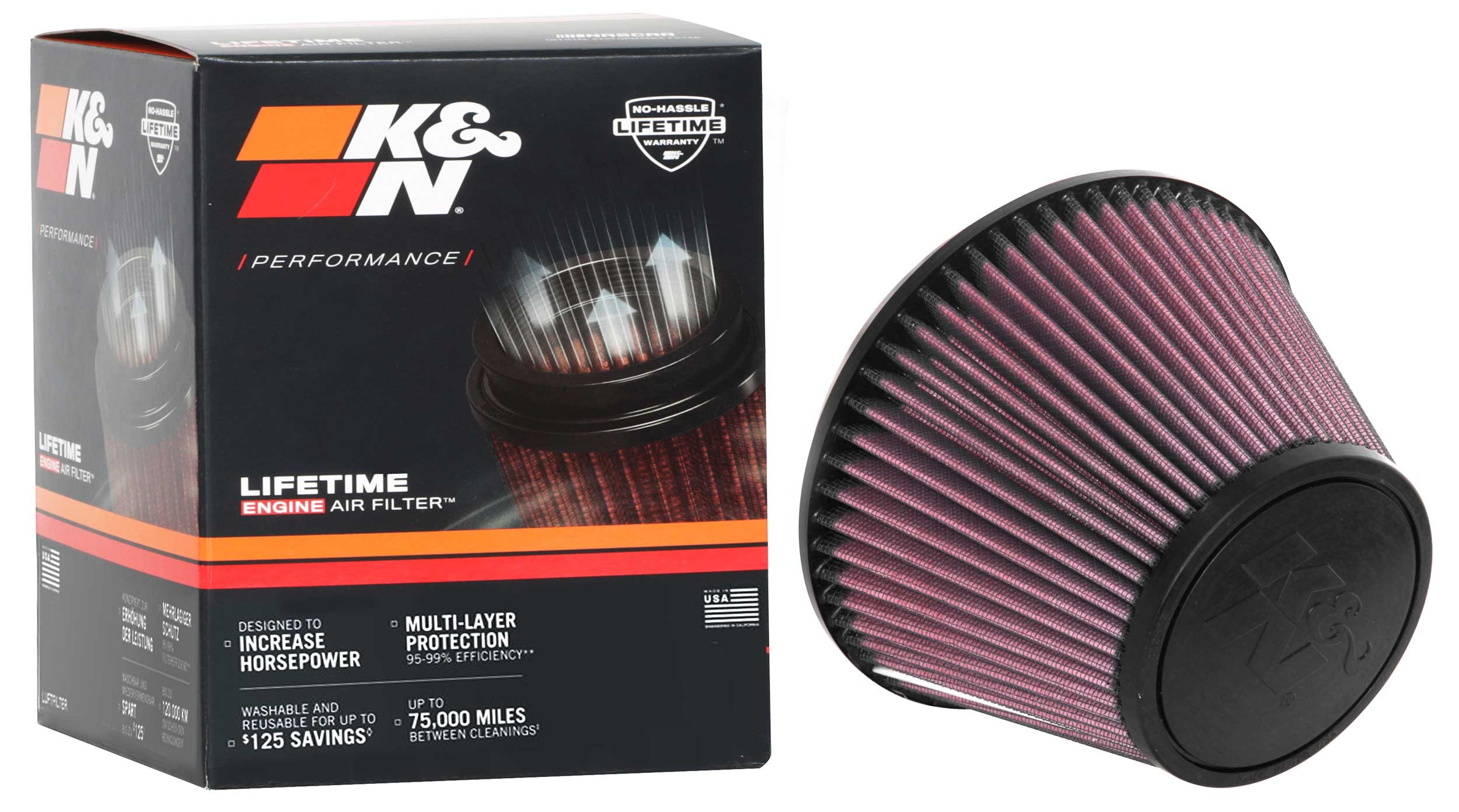 K&N Universal Clamp-On Air Filter RU-5138