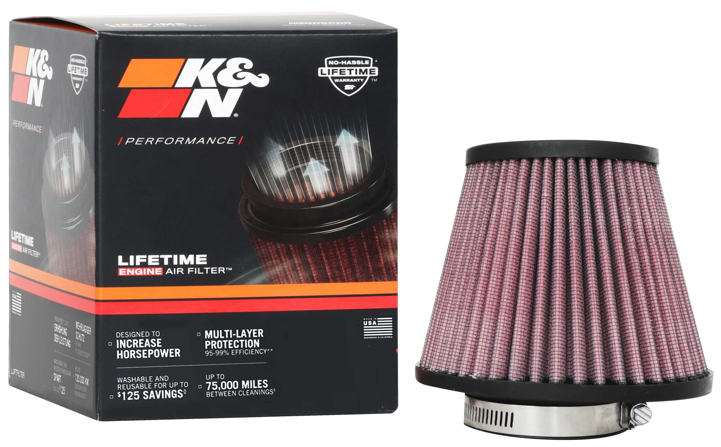 K&N Universal Clamp-On Air Filter RU-8490