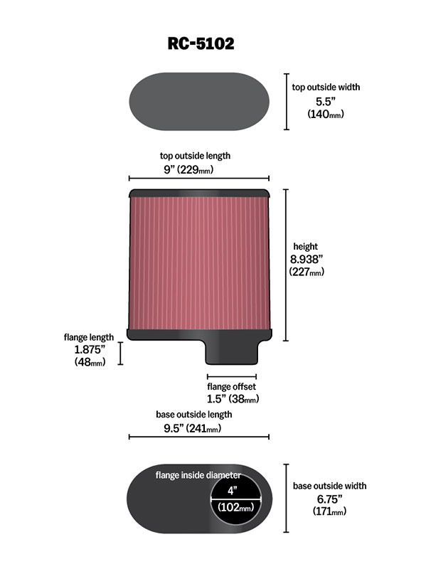K&N Universal Clamp-On Air Filter RC-5102