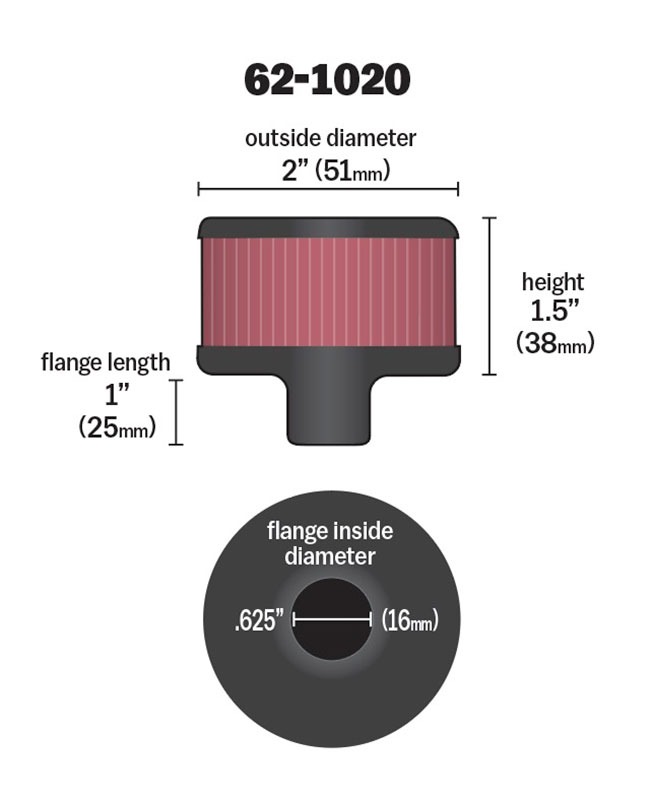 K&N Vent Air Filter/ Breather 62-1020