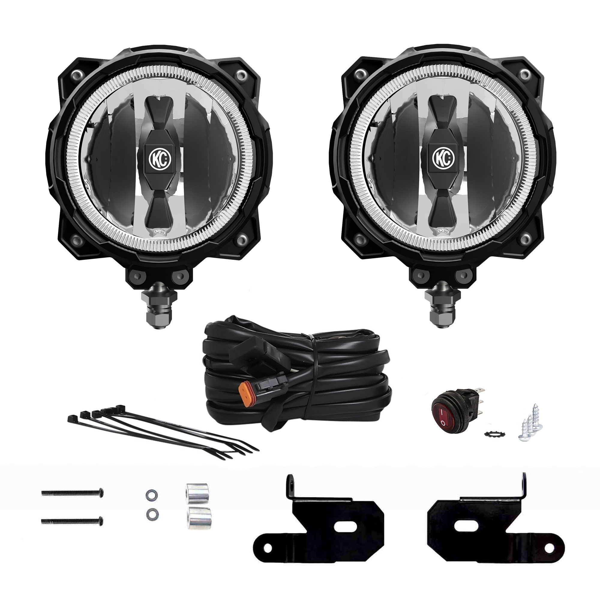 KC HiLiTES Pro6 LED 6" Pillar Spot 2-Lt Sys - 18-25 Jeep Wrangler JL/Jeep Gladiator JT 97111