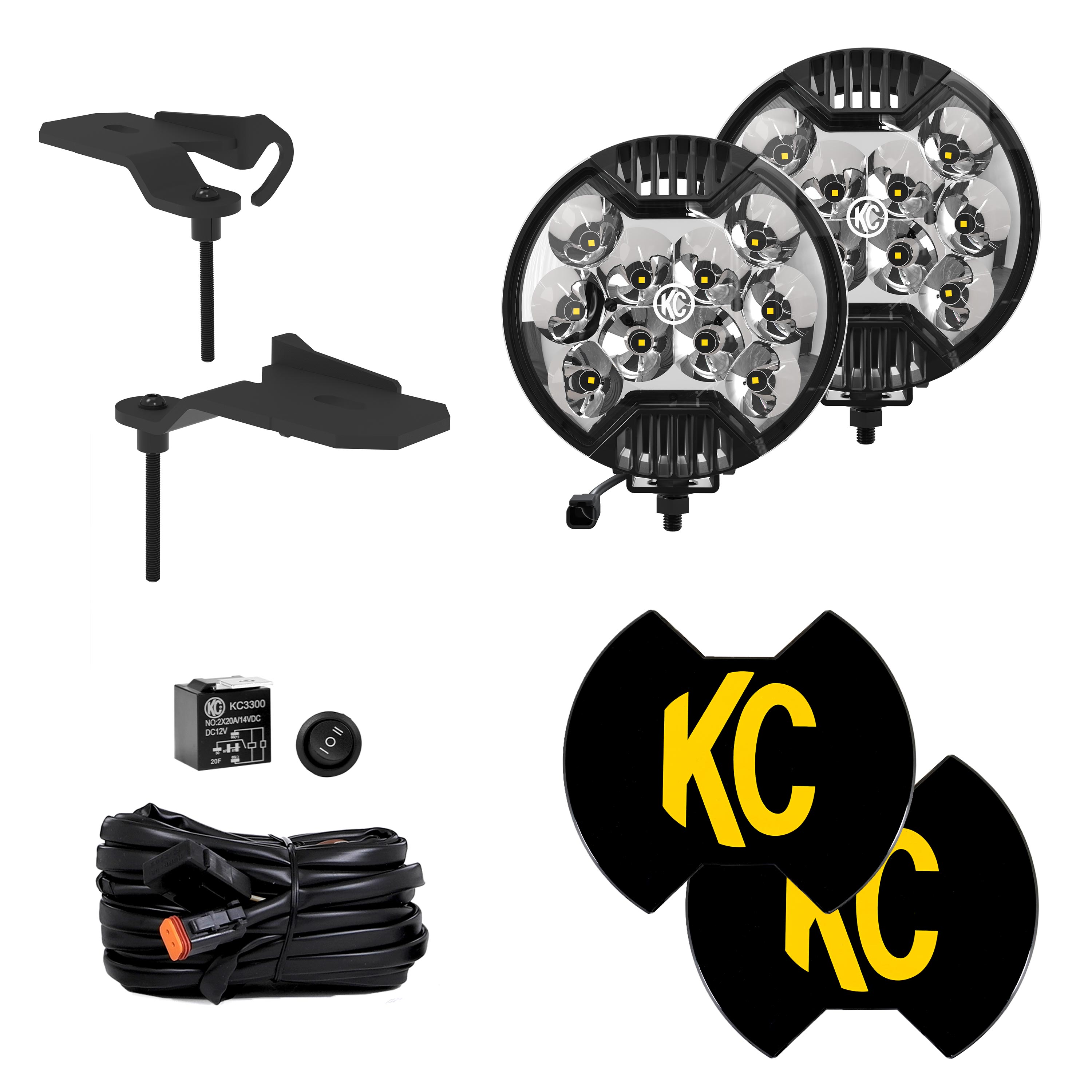 KC HiLiTES SLIMLITE - LED 2-Lt Dtch Lt Kt - Spot Beam - 21-25 Jeep Wrangler JL Rubicon 392 97167