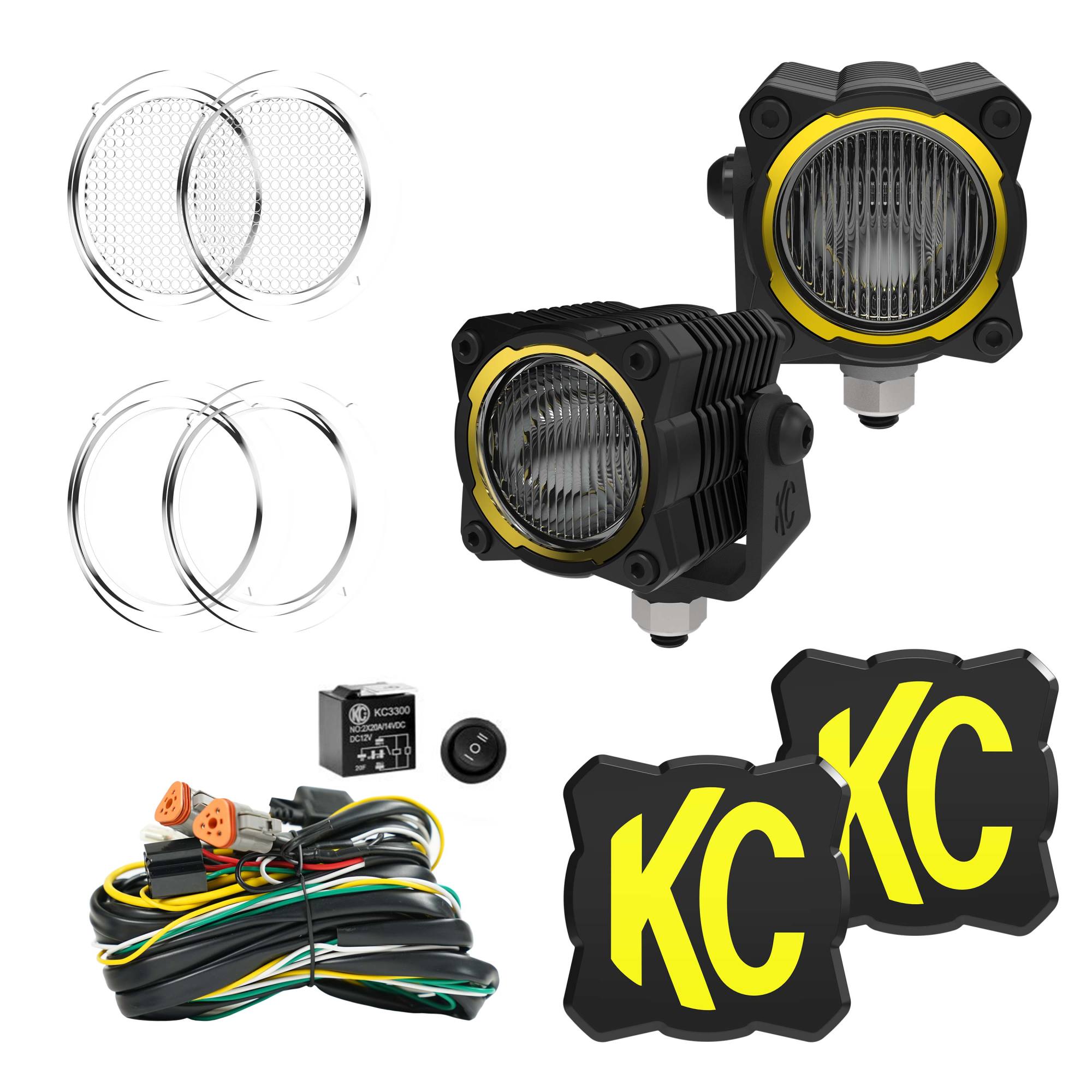 KC HiLiTES KC FLEX ERA 1 LED 2-Light Master Kit with Wiring Harness and Spread Beam Pattern 265