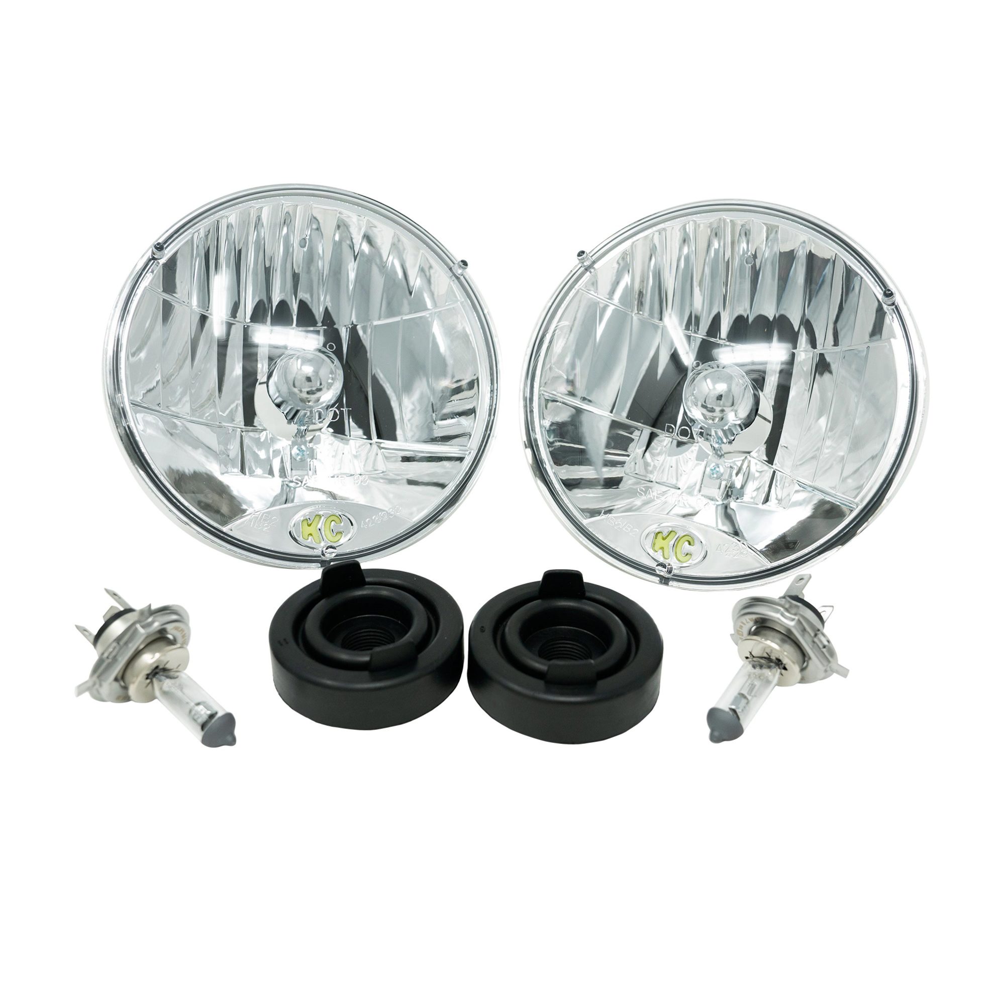 KC HiLiTES KC Headlight H4 Halogen 7in Dot 2-Light 1997-2006 Jeep Wrangler TJ 42301