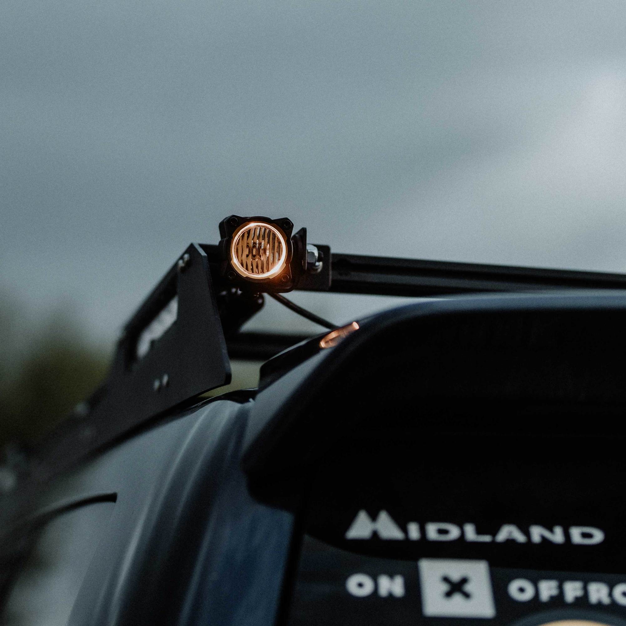 KC HiLiTES KC FLEX ERA 1 LED 2-Light Kit with Rear Ext Wiring Harness and Spread Beam Ptrn 520