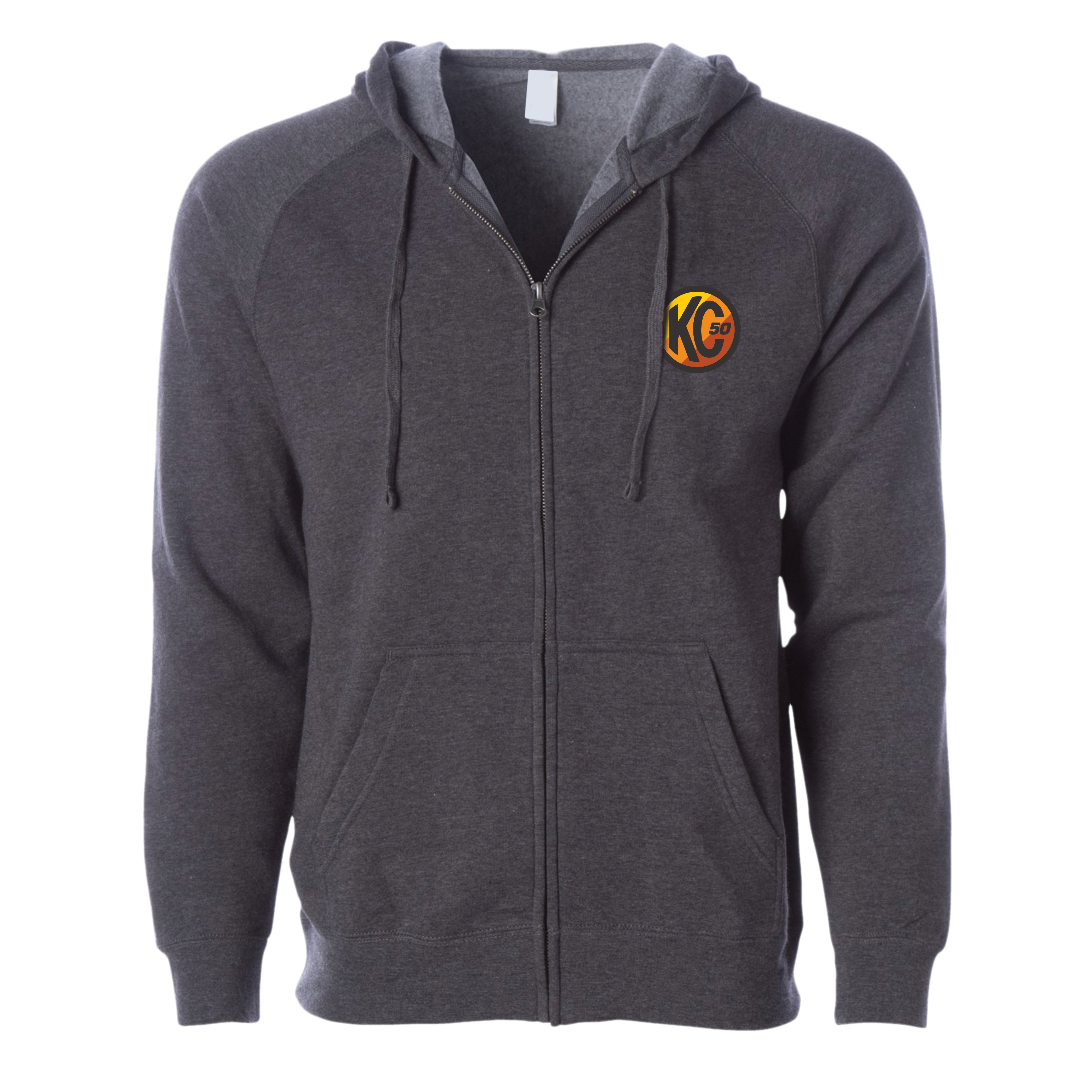 KC HiLiTES KC Hoodie Zip-Up Racer Logo Front Original Logo Back Heather Gray 2X-Large 70311