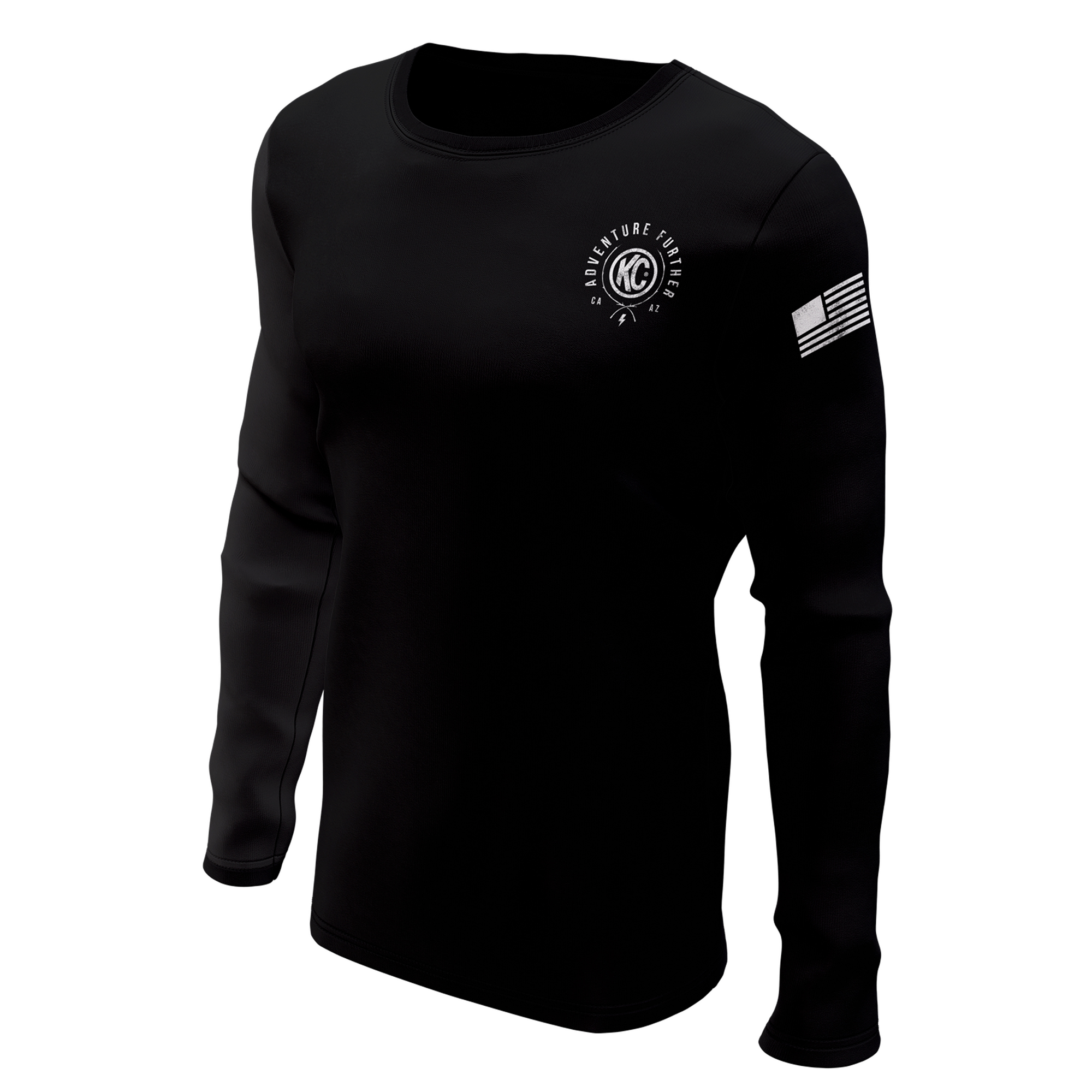 KC HiLiTES KC T-Shirt Long Sleeve Trailblazer Defy Limits Camping Graphic Black Medium 70591