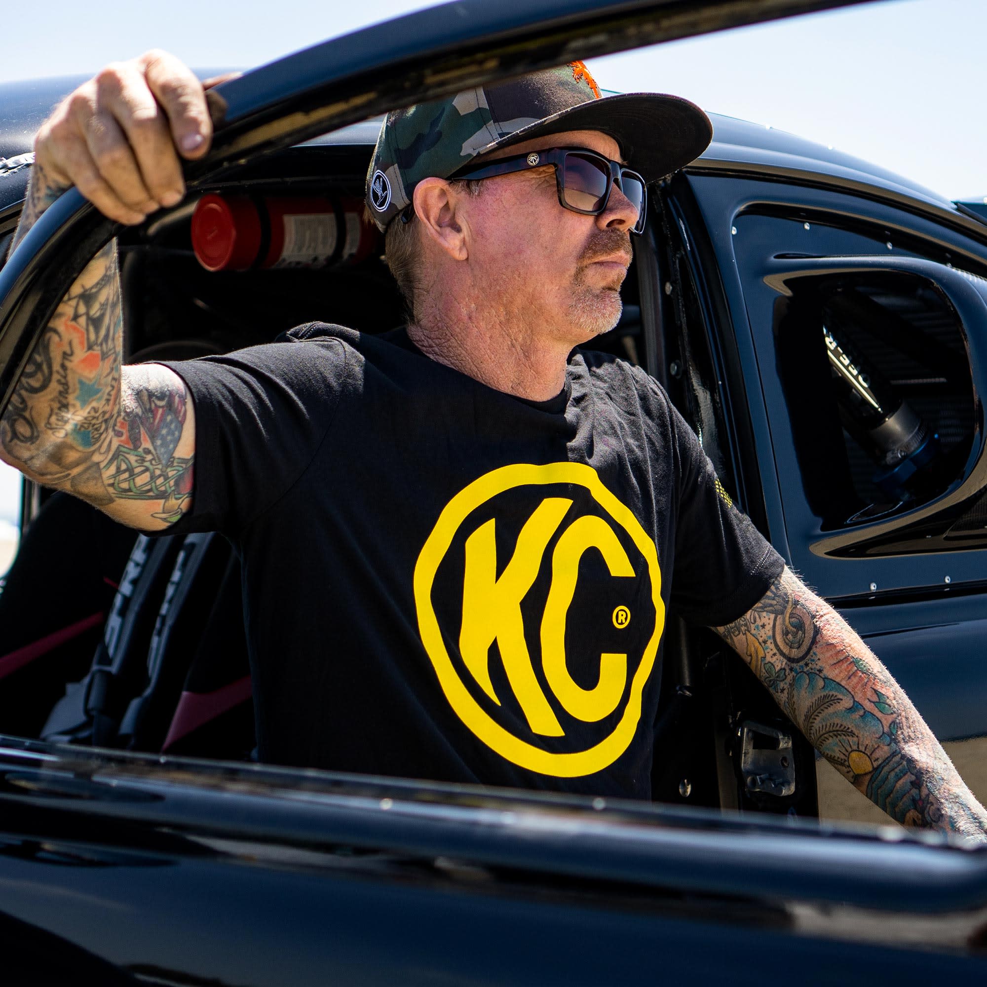 KC HiLiTES KC Classic Yellow Logo Tee Shirt - Black - X-Large 70615