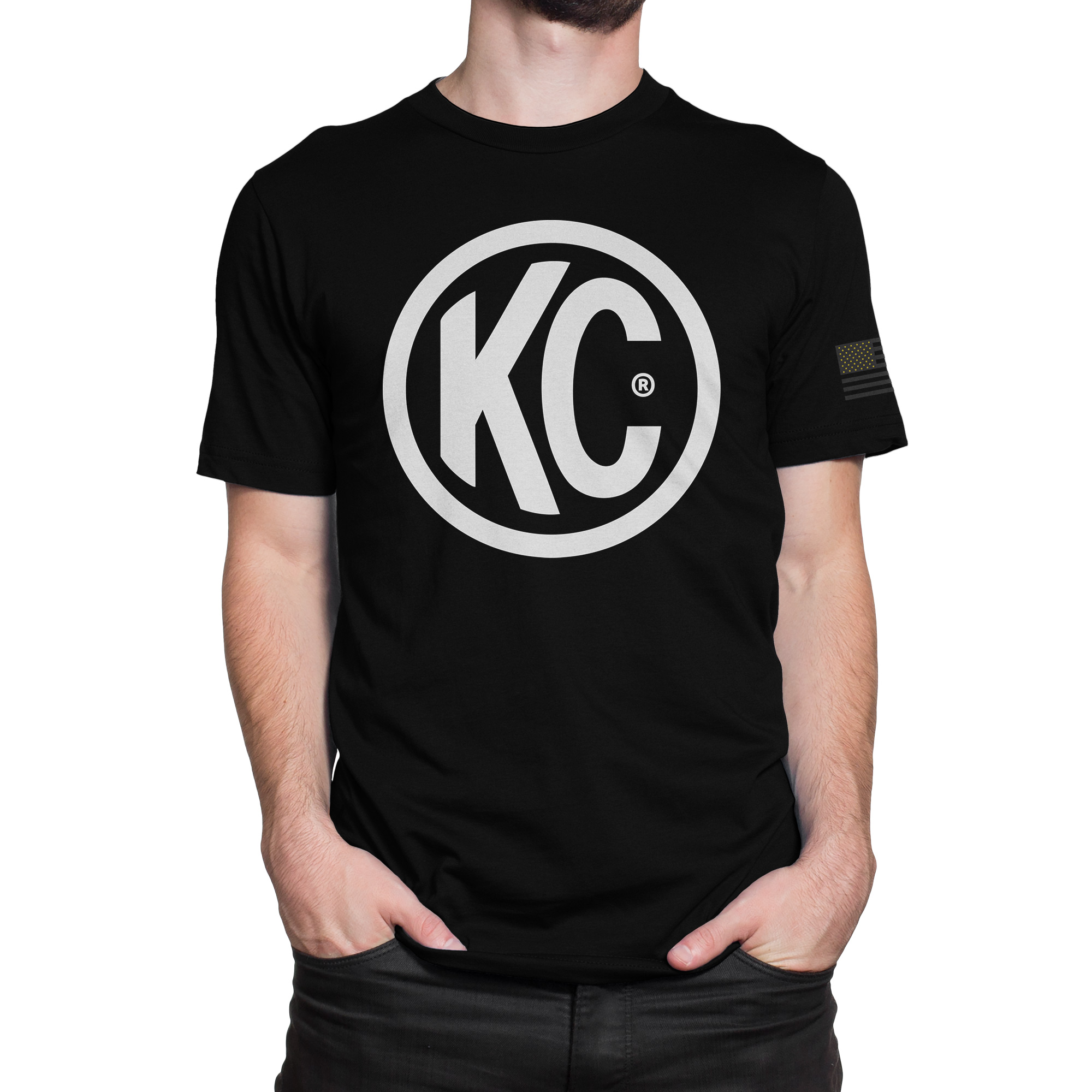 KC HiLiTES KC Classic White Logo Tee Shirt - Black - 3X-Large 70611