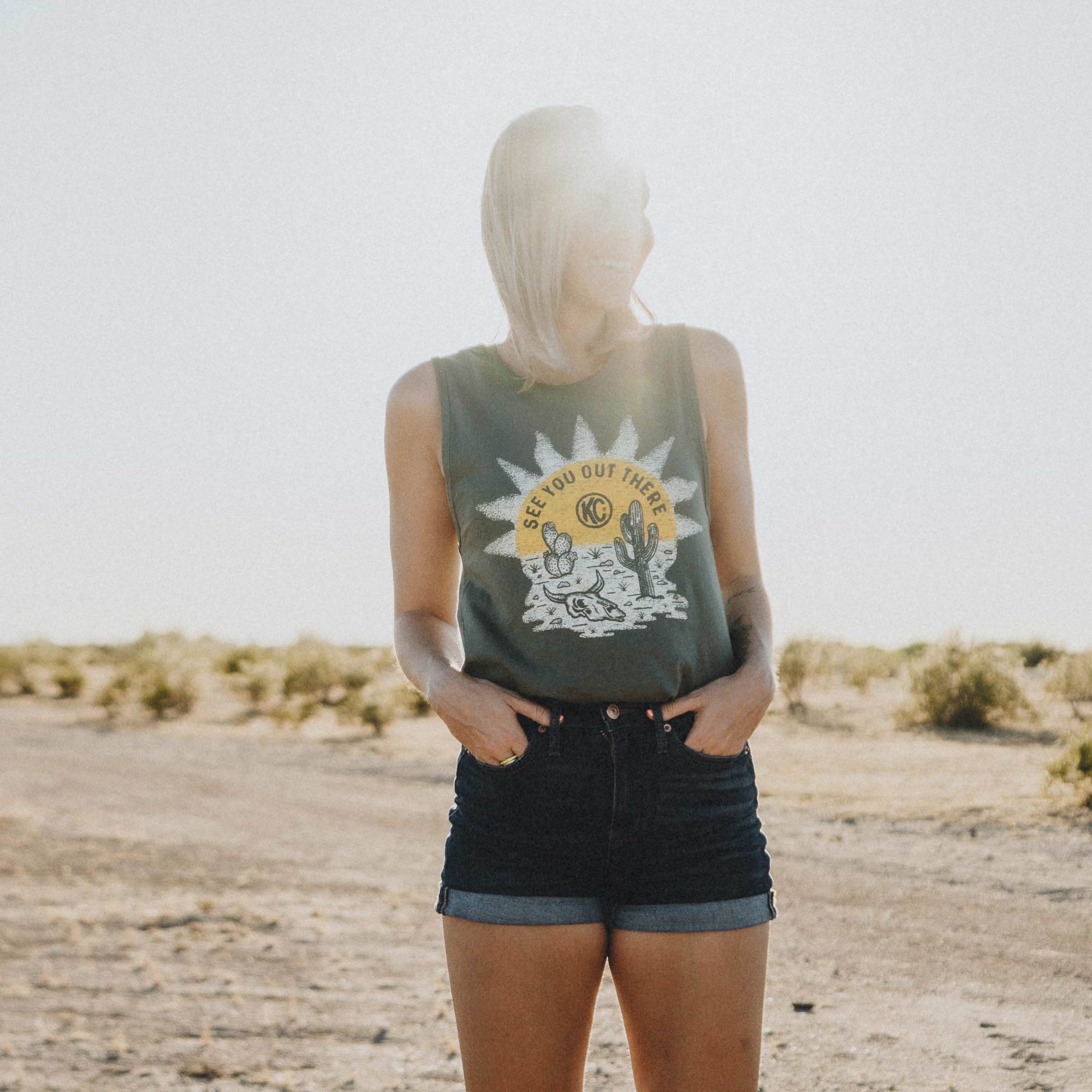 KC HiLiTES KC Women%27s Desert Nomad Tank Top - Green - Small 70678